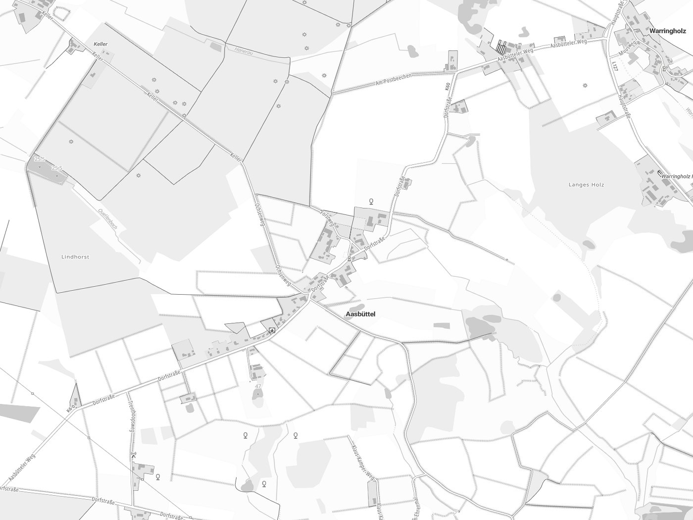 Kartenausschnitt Aasbüttel mit Gewässern
