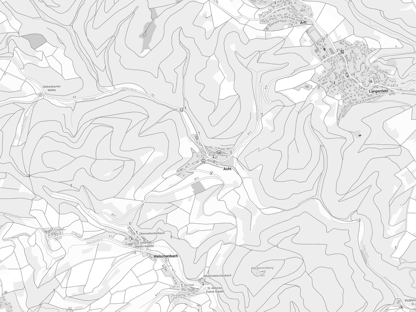 Kartenausschnitt Acht mit Gewässern
