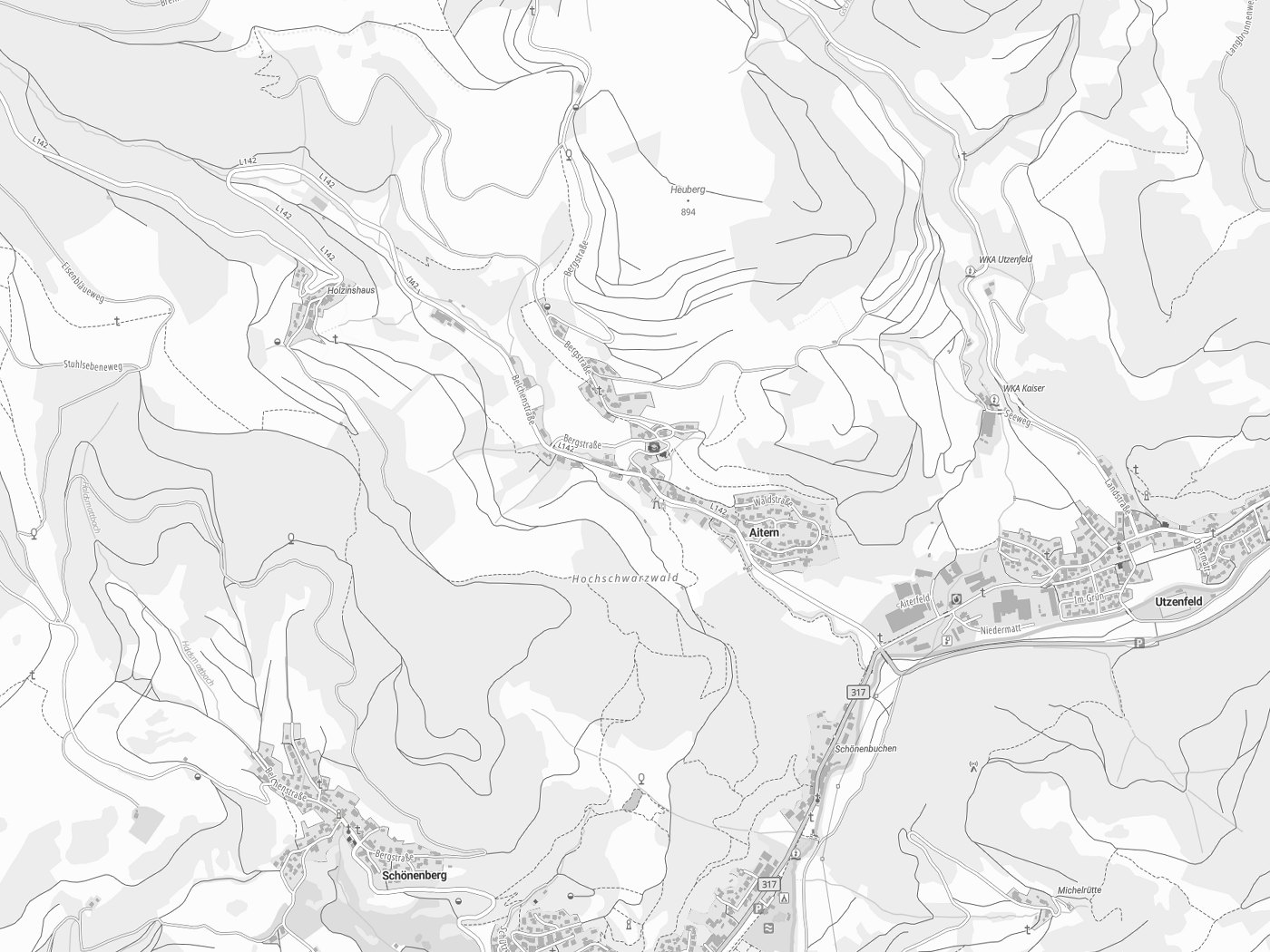 Kartenausschnitt Aitern mit Gewässern