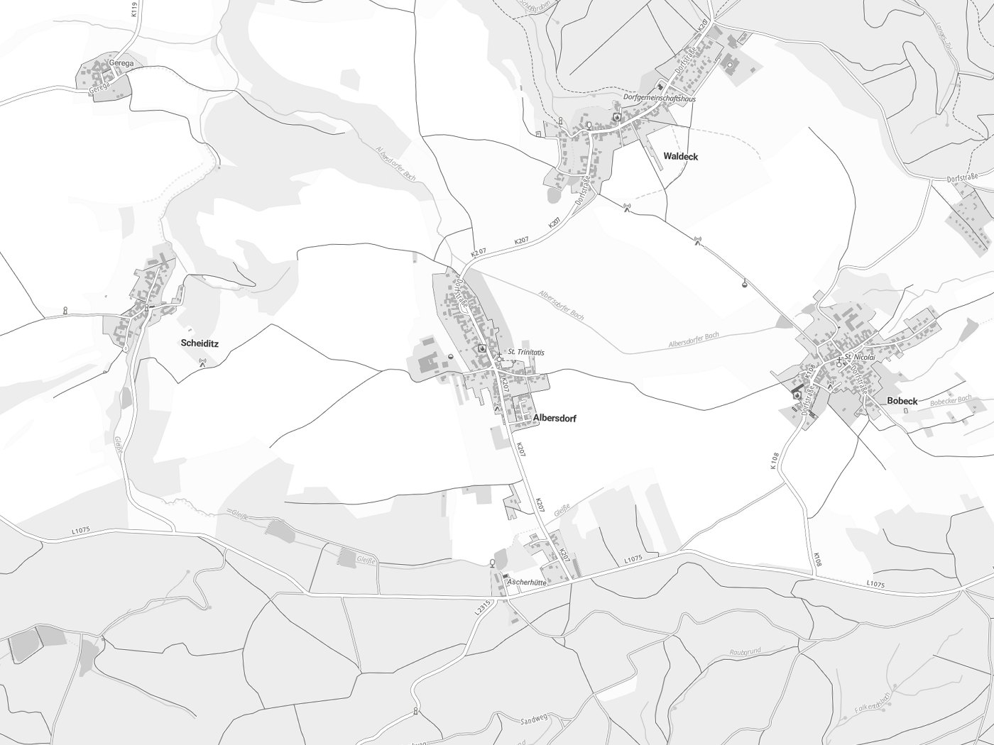 Kartenausschnitt Albersdorf mit Gewässern