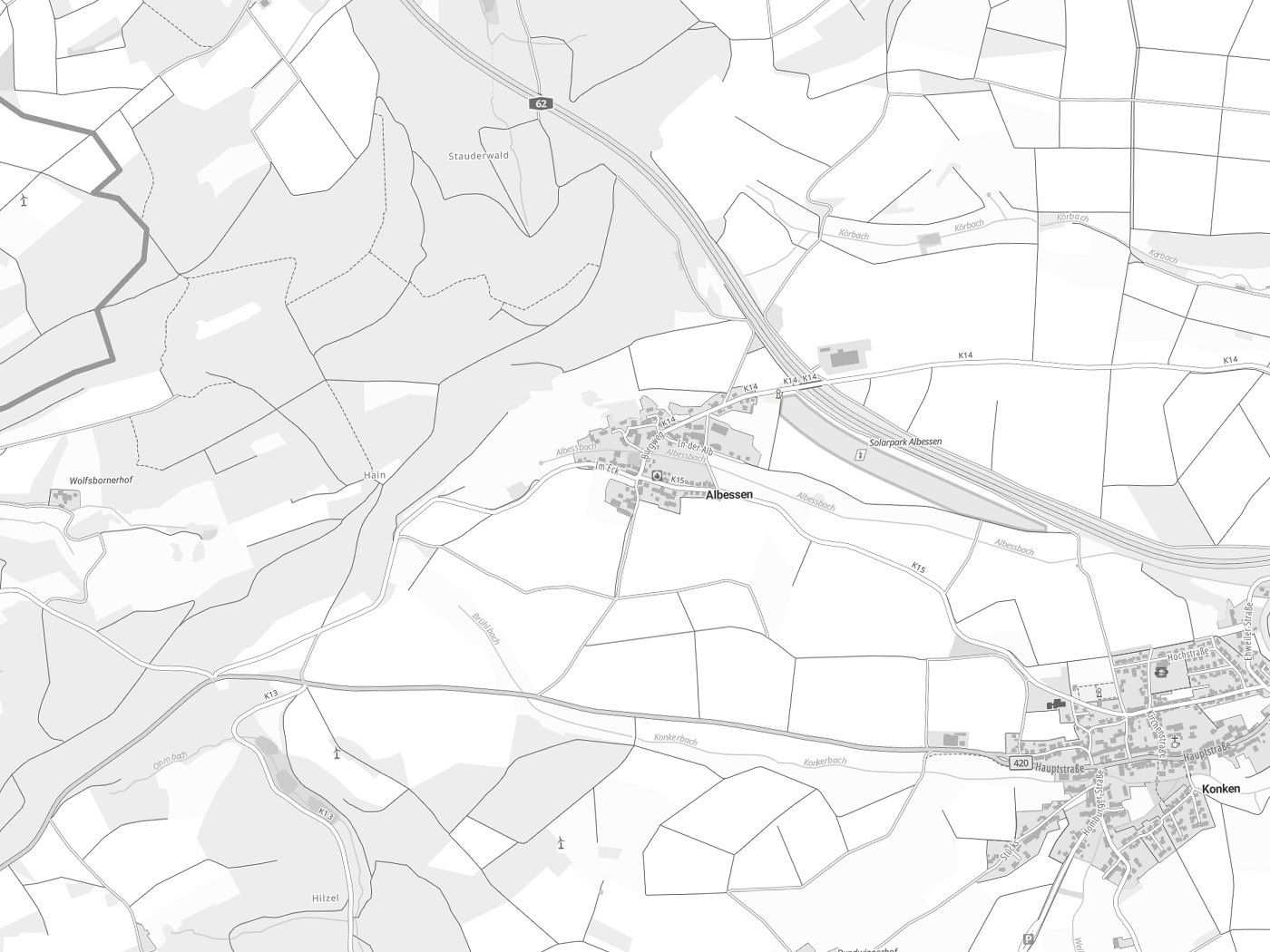 Kartenausschnitt Albessen mit Gewässern