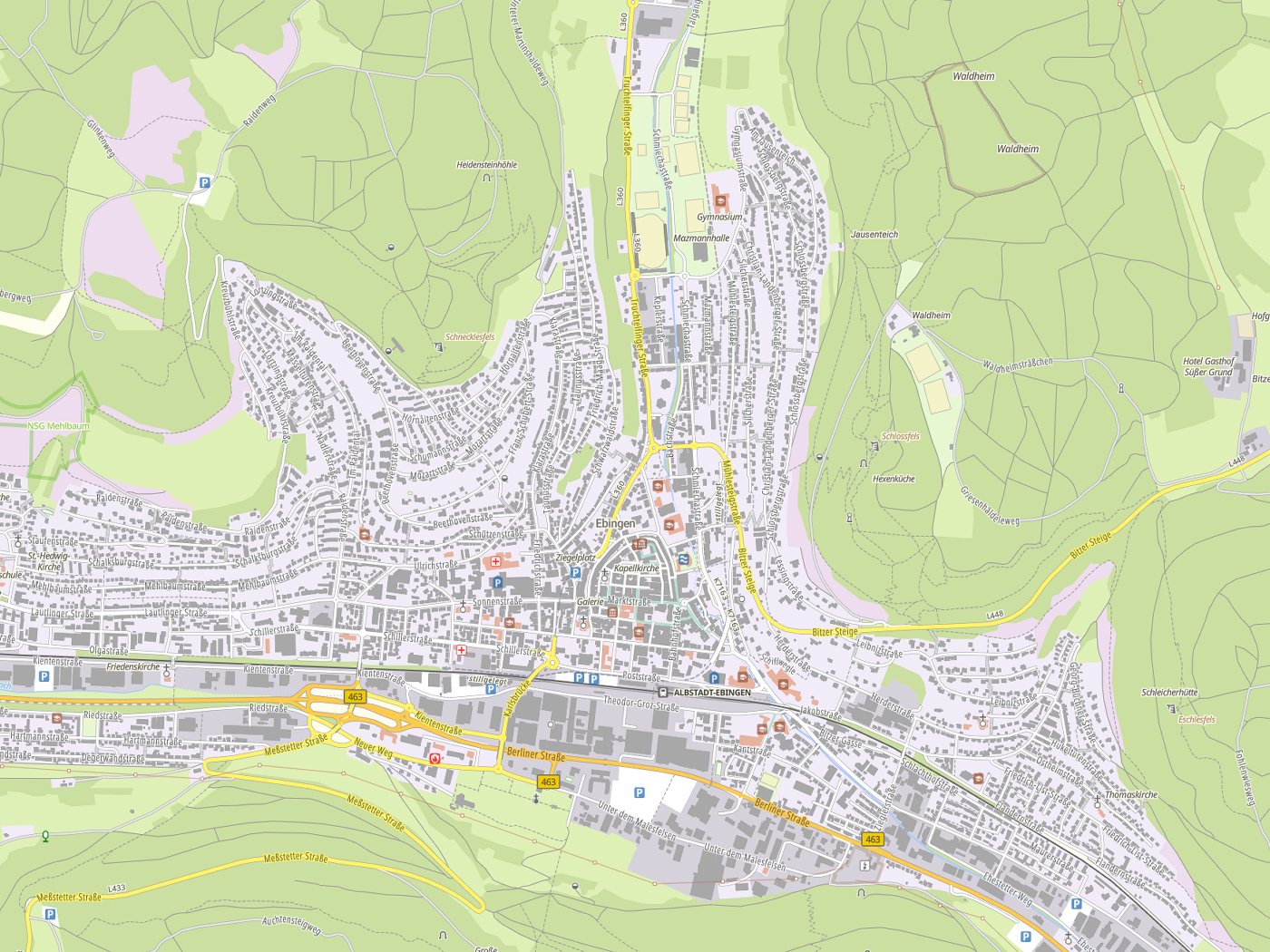 Kartenausschnitt Albstadt mit Gewässern
