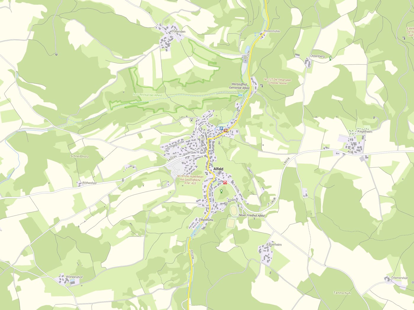 Kartenausschnitt Alfeld mit Gewässern
