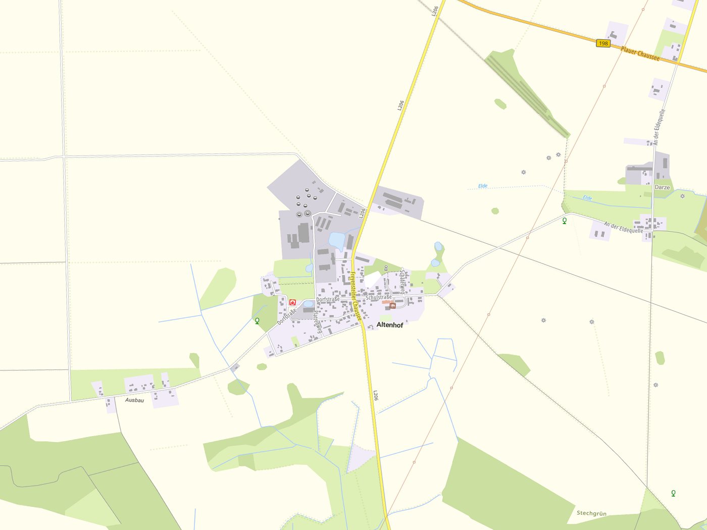 Kartenausschnitt Altenhof mit Gewässern