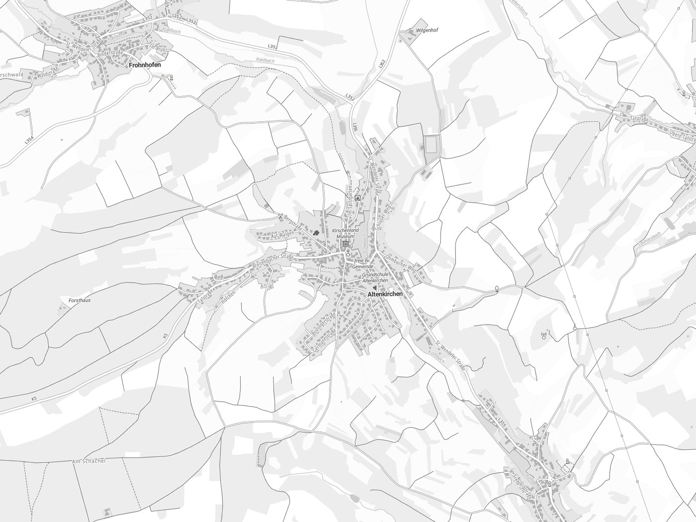 Kartenausschnitt Altenkirchen mit Gewässern