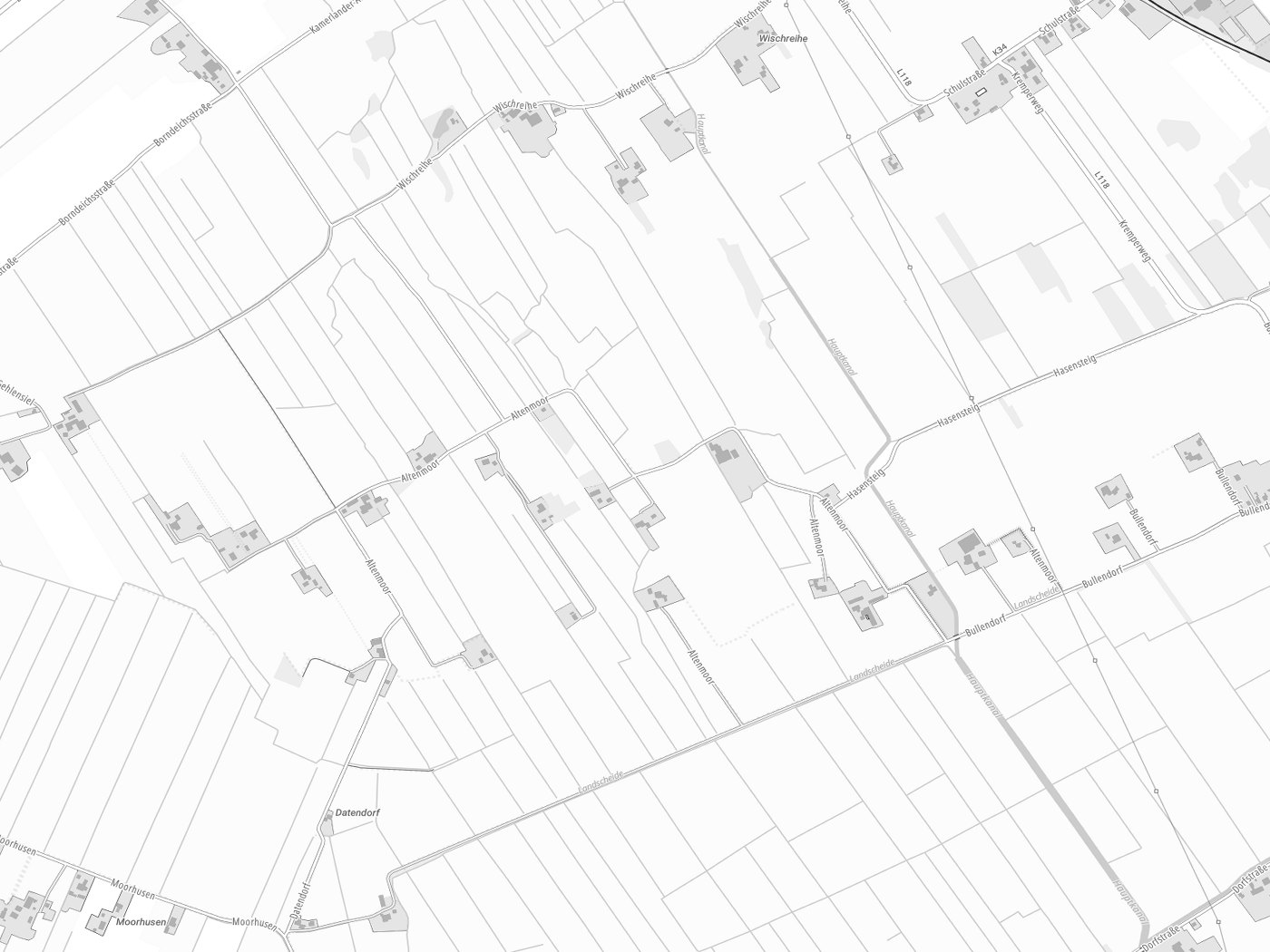 Kartenausschnitt Altenmoor mit Gewässern