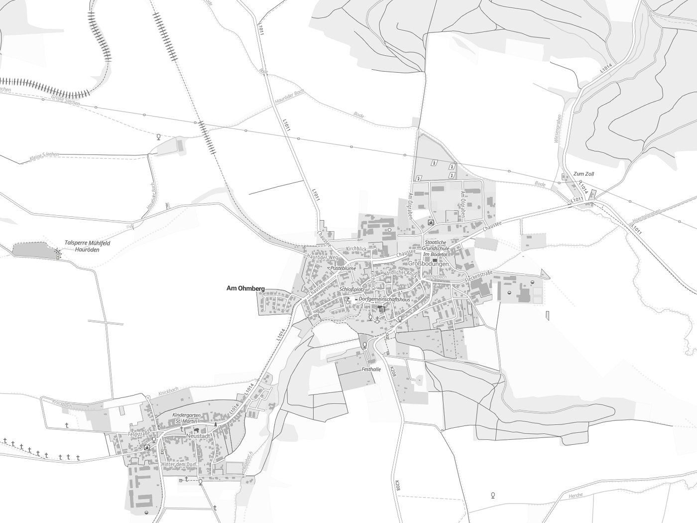 Kartenausschnitt Am Ohmberg mit Gewässern
