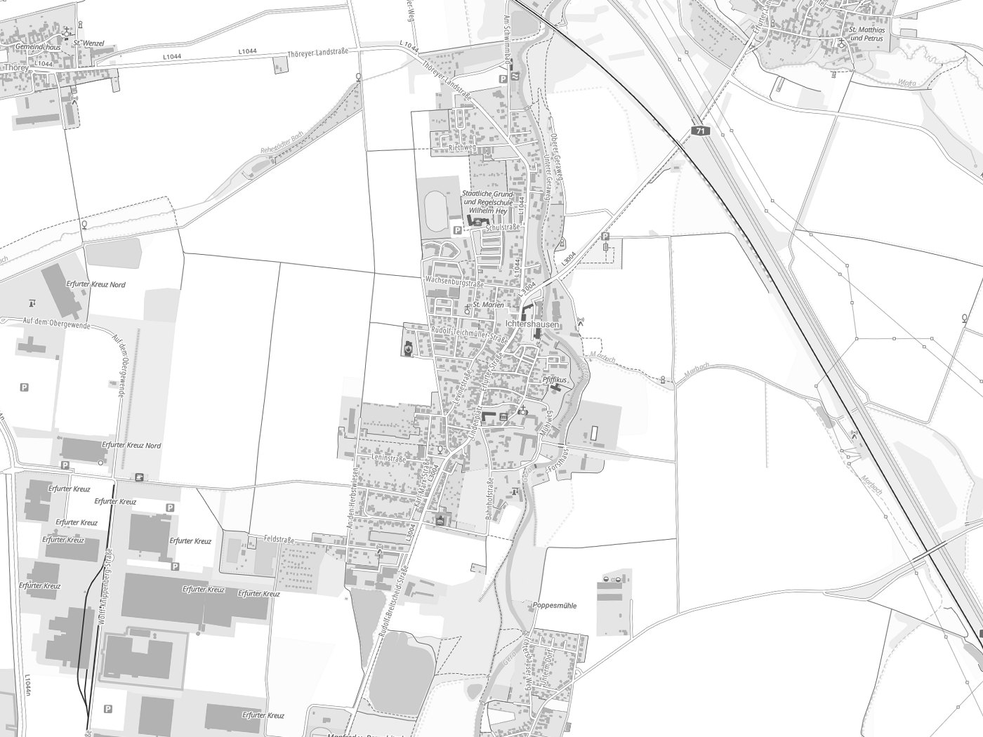 Kartenausschnitt Amt Wachsenburg mit Gewässern
