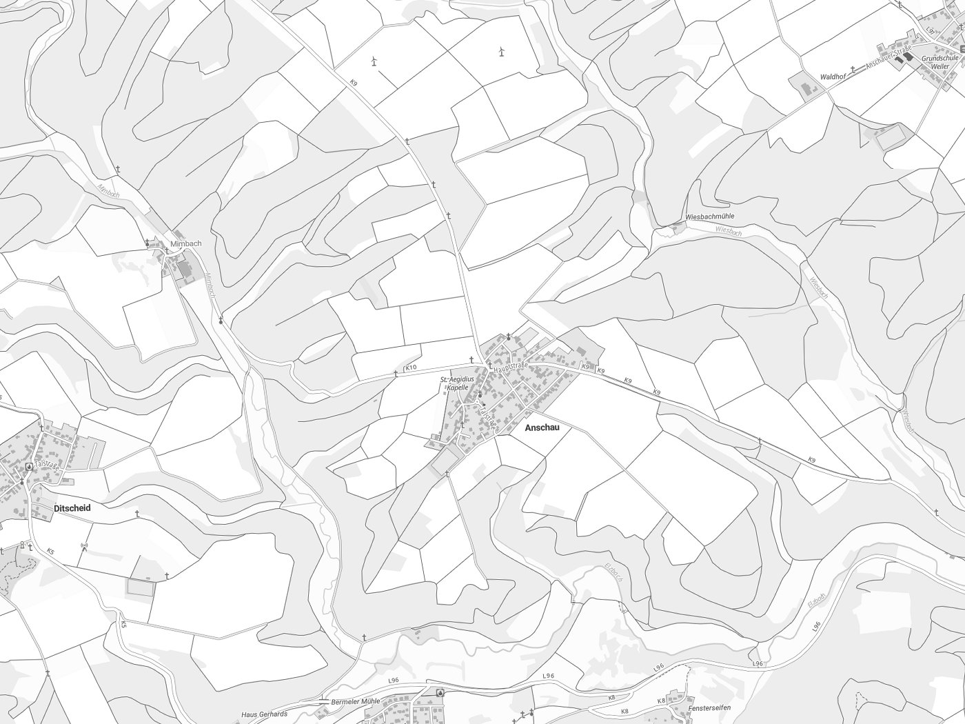 Kartenausschnitt Anschau mit Gewässern