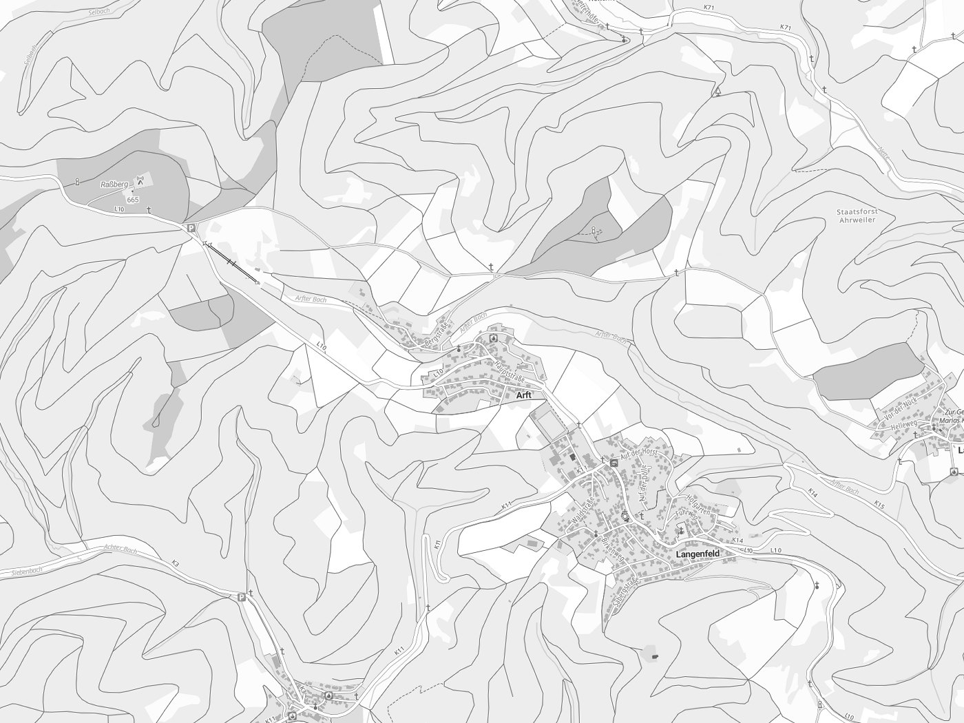 Kartenausschnitt Arft mit Gewässern