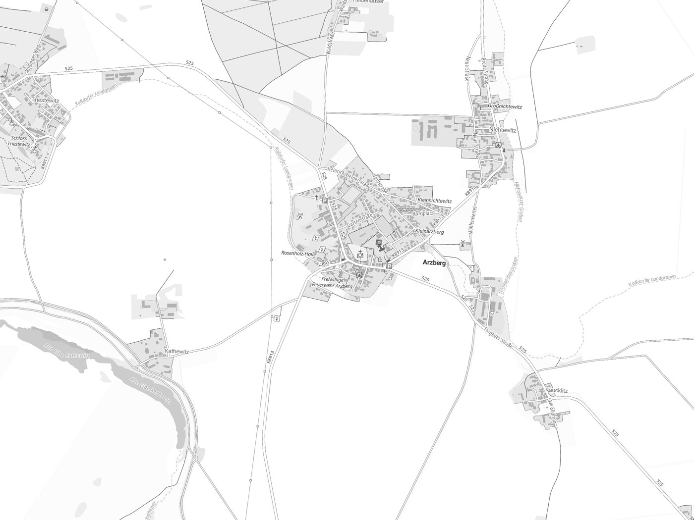 Kartenausschnitt Arzberg mit Gewässern