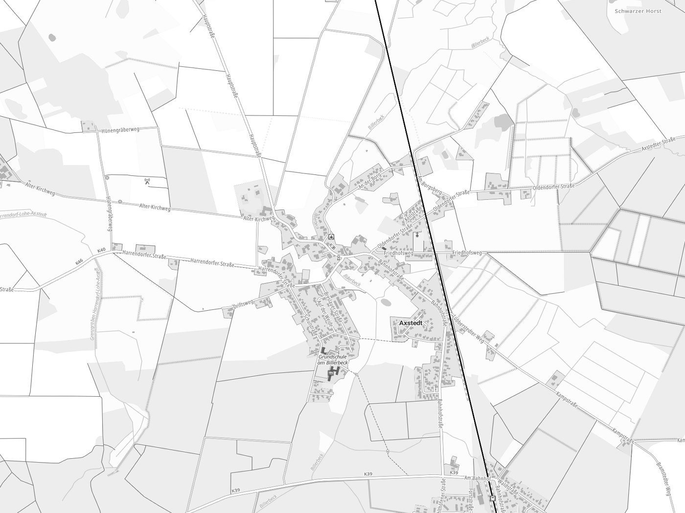 Kartenausschnitt Axstedt mit Gewässern