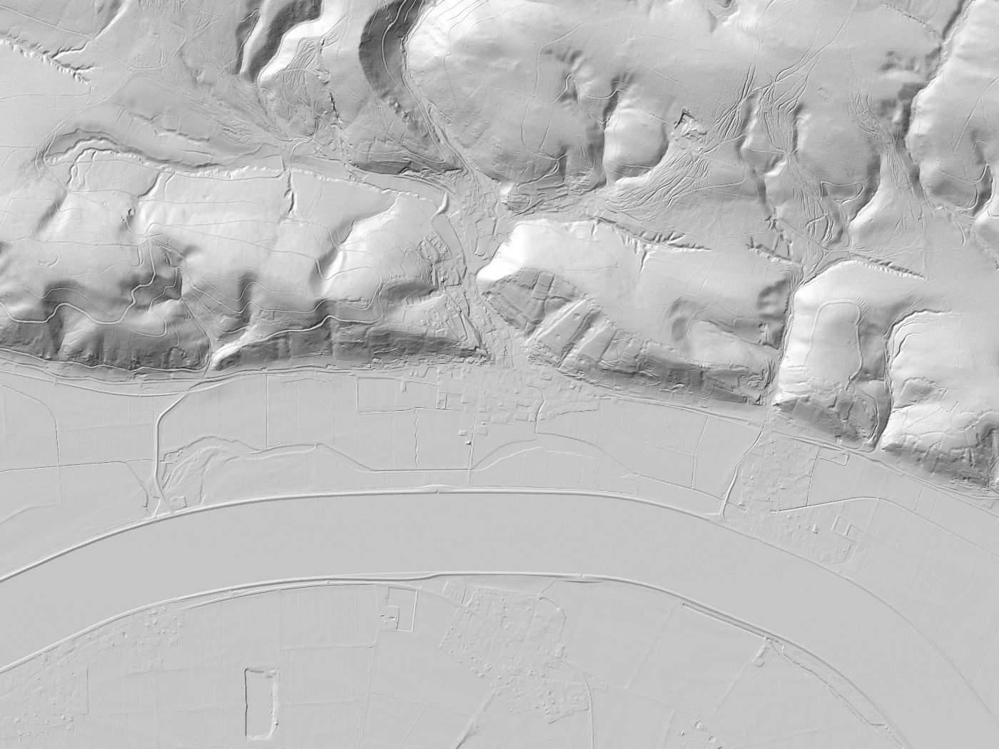 Geländeschummerung von Bach a.d.Donau