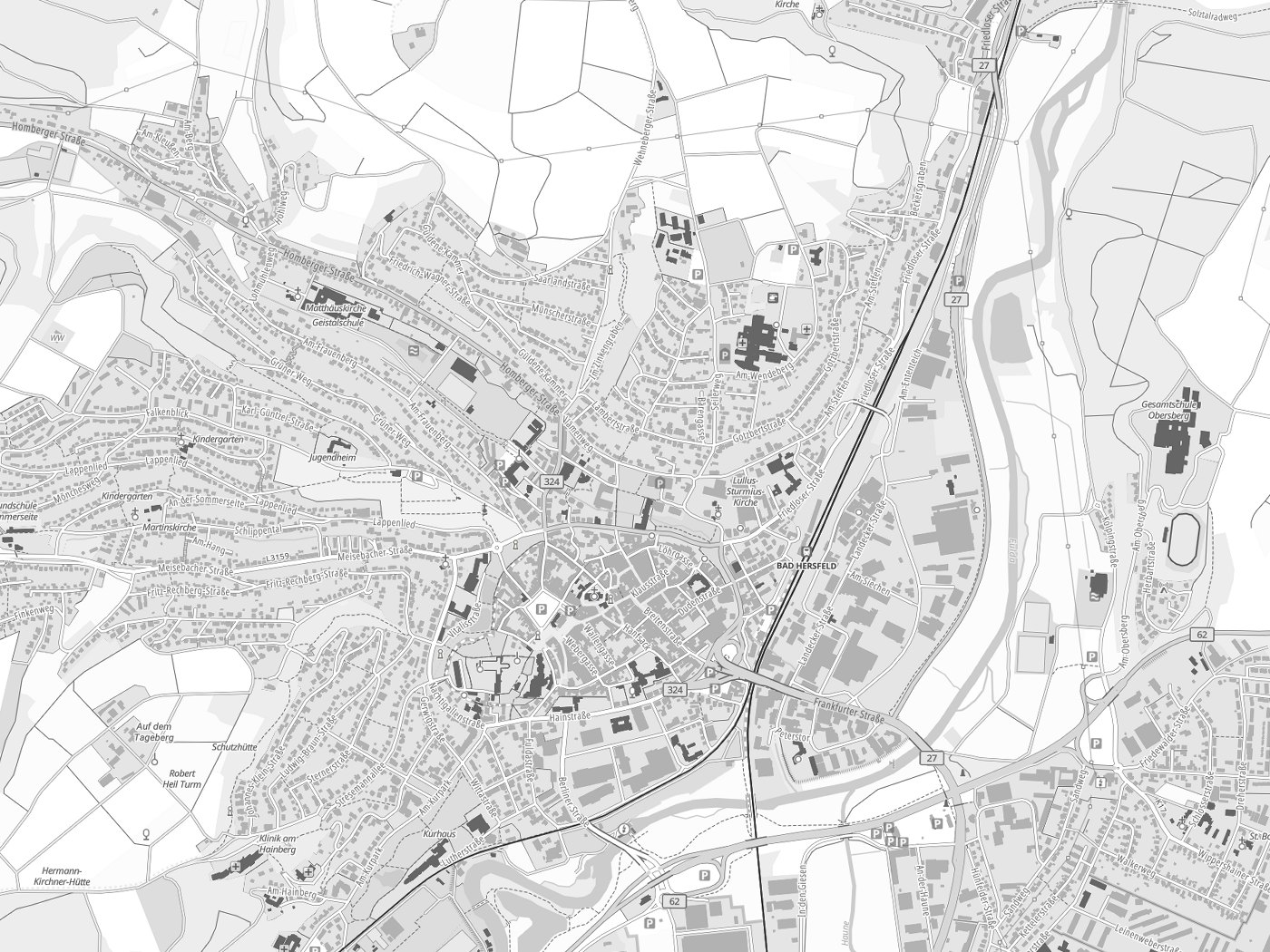 Kartenausschnitt Bad Hersfeld mit Gewässern