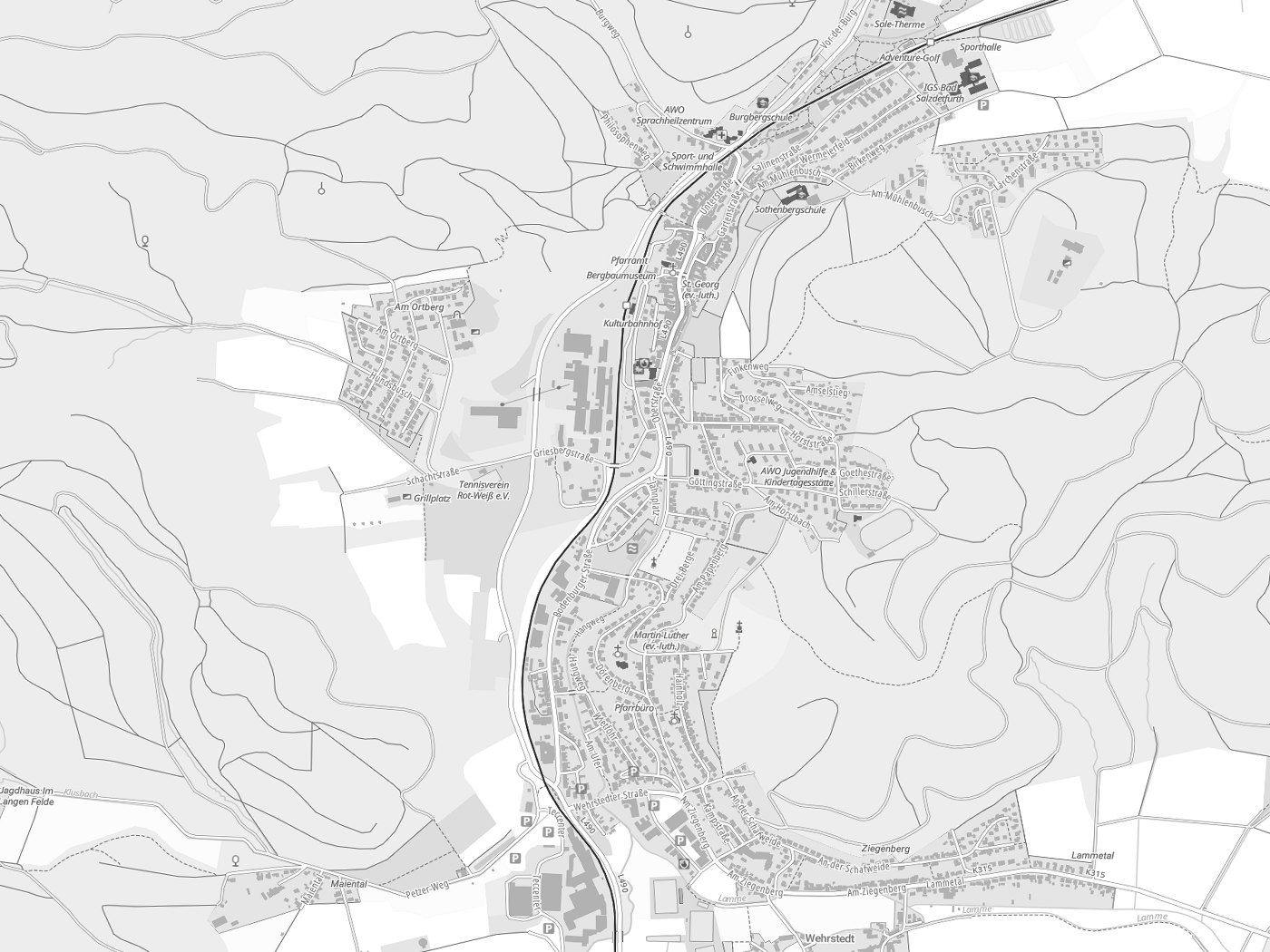 Kartenausschnitt Bad Salzdetfurth mit Gewässern
