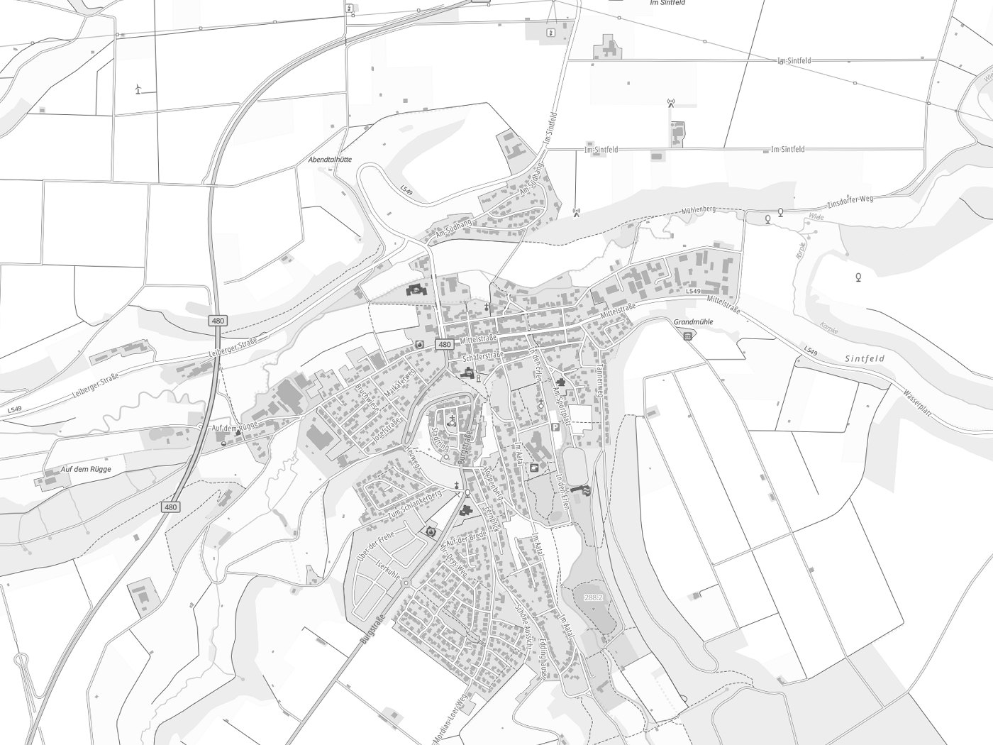 Kartenausschnitt Bad Wünnenberg mit Gewässern