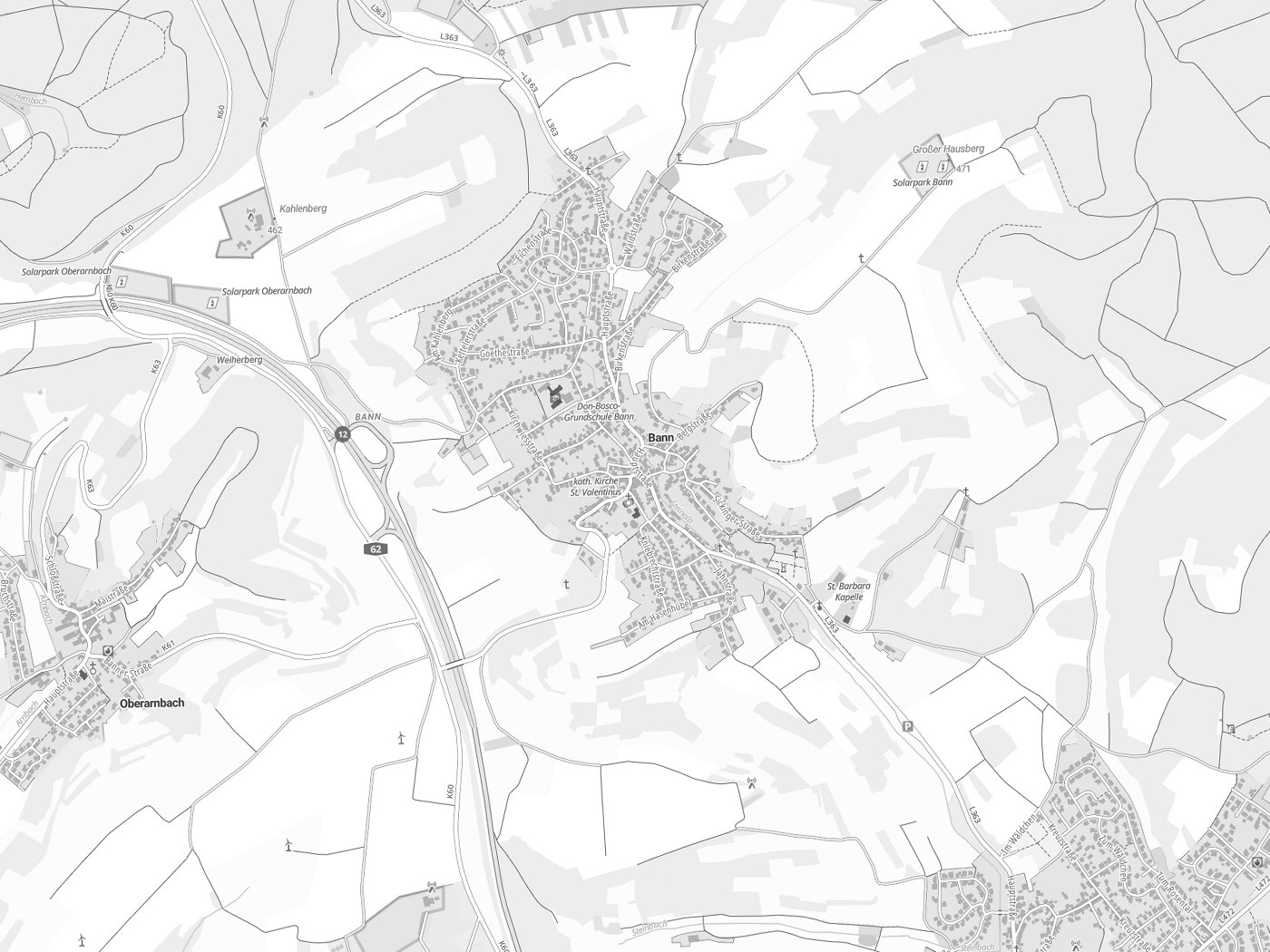 Kartenausschnitt Bann mit Gewässern