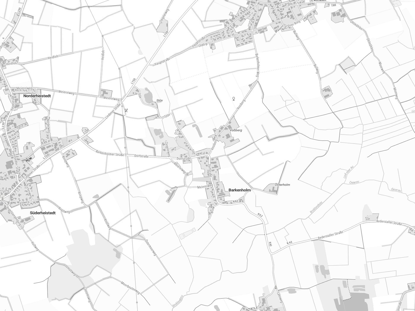 Kartenausschnitt Barkenholm mit Gewässern
