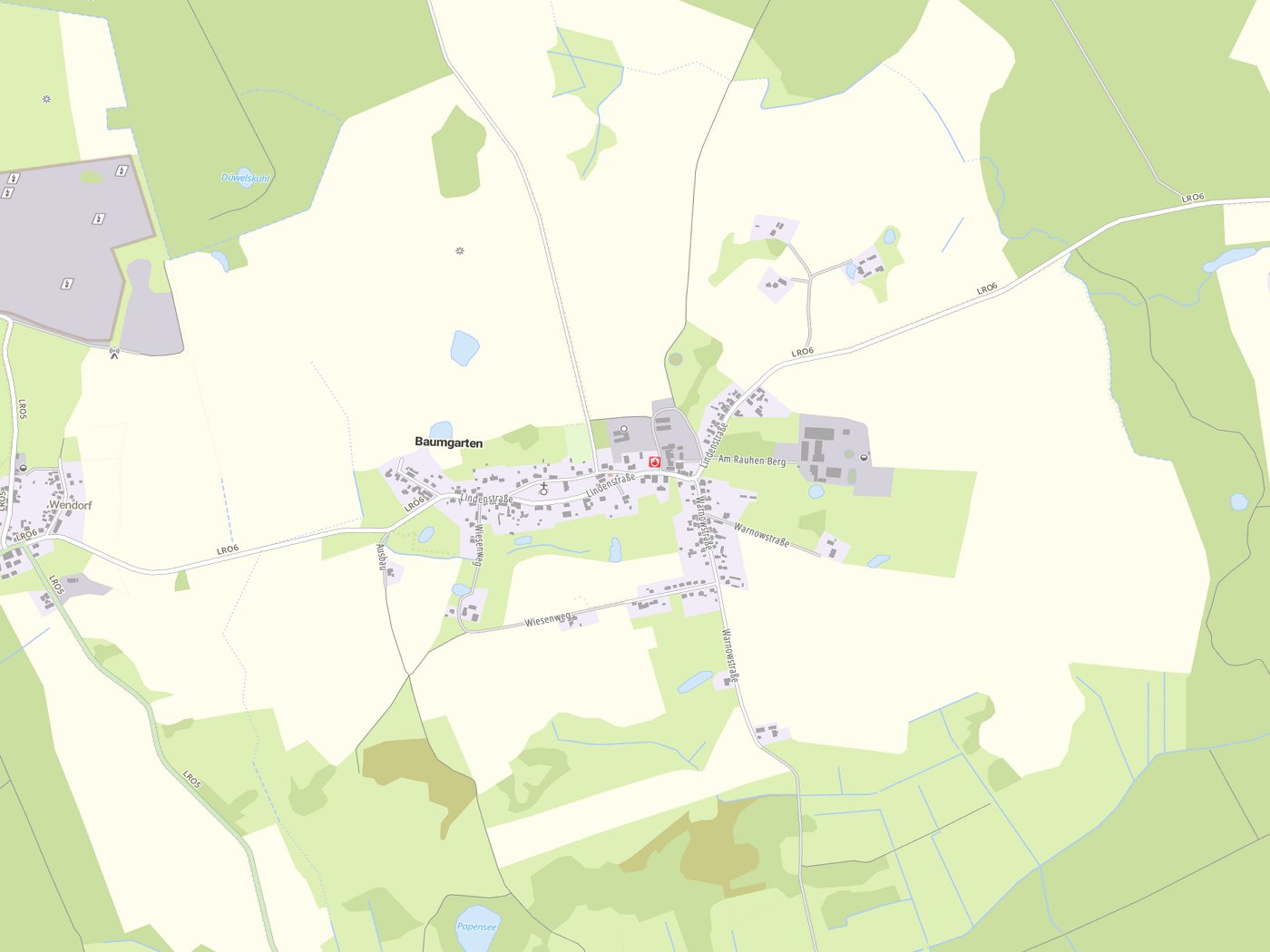 Kartenausschnitt Baumgarten mit Gewässern