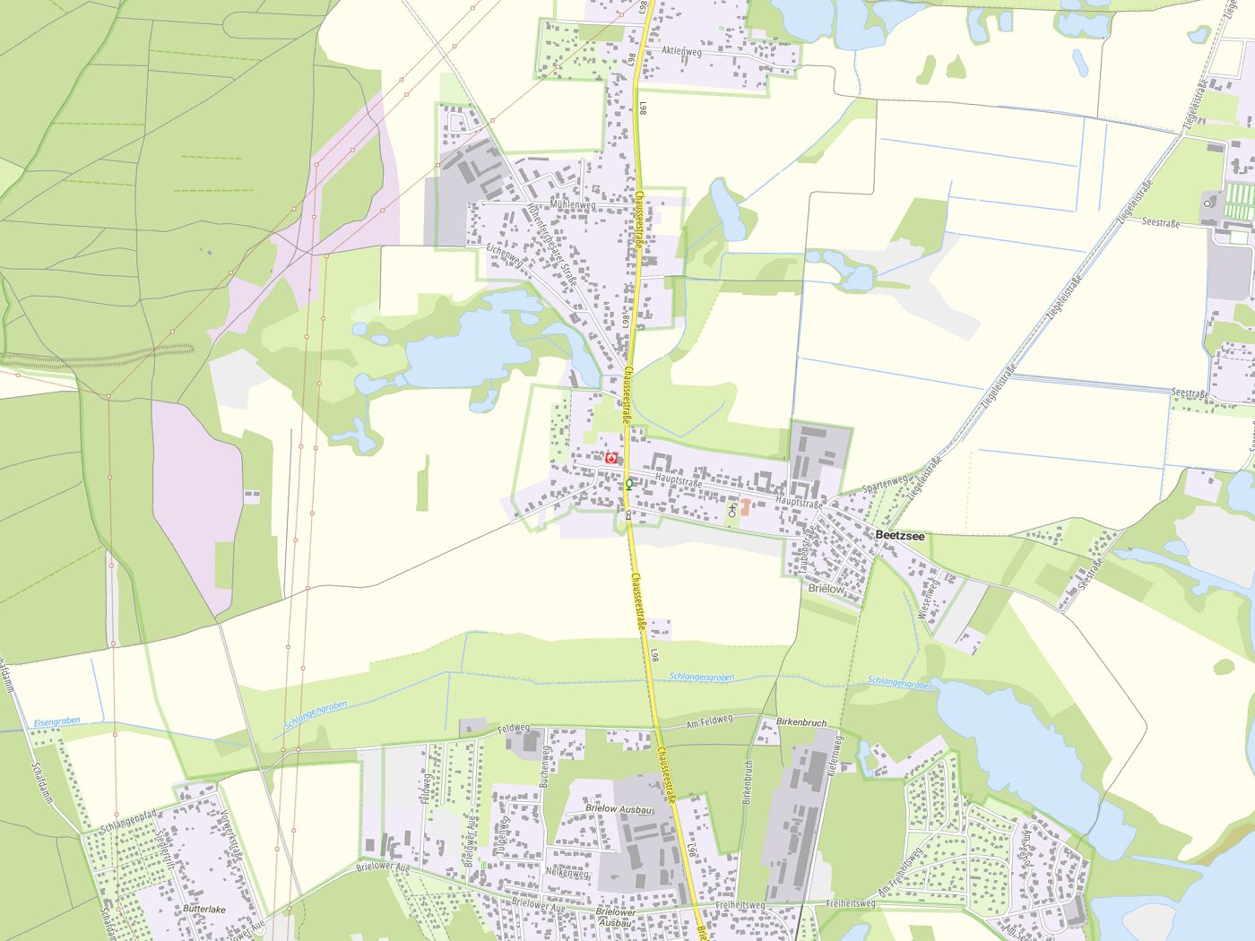 Kartenausschnitt Beetzsee mit Gewässern