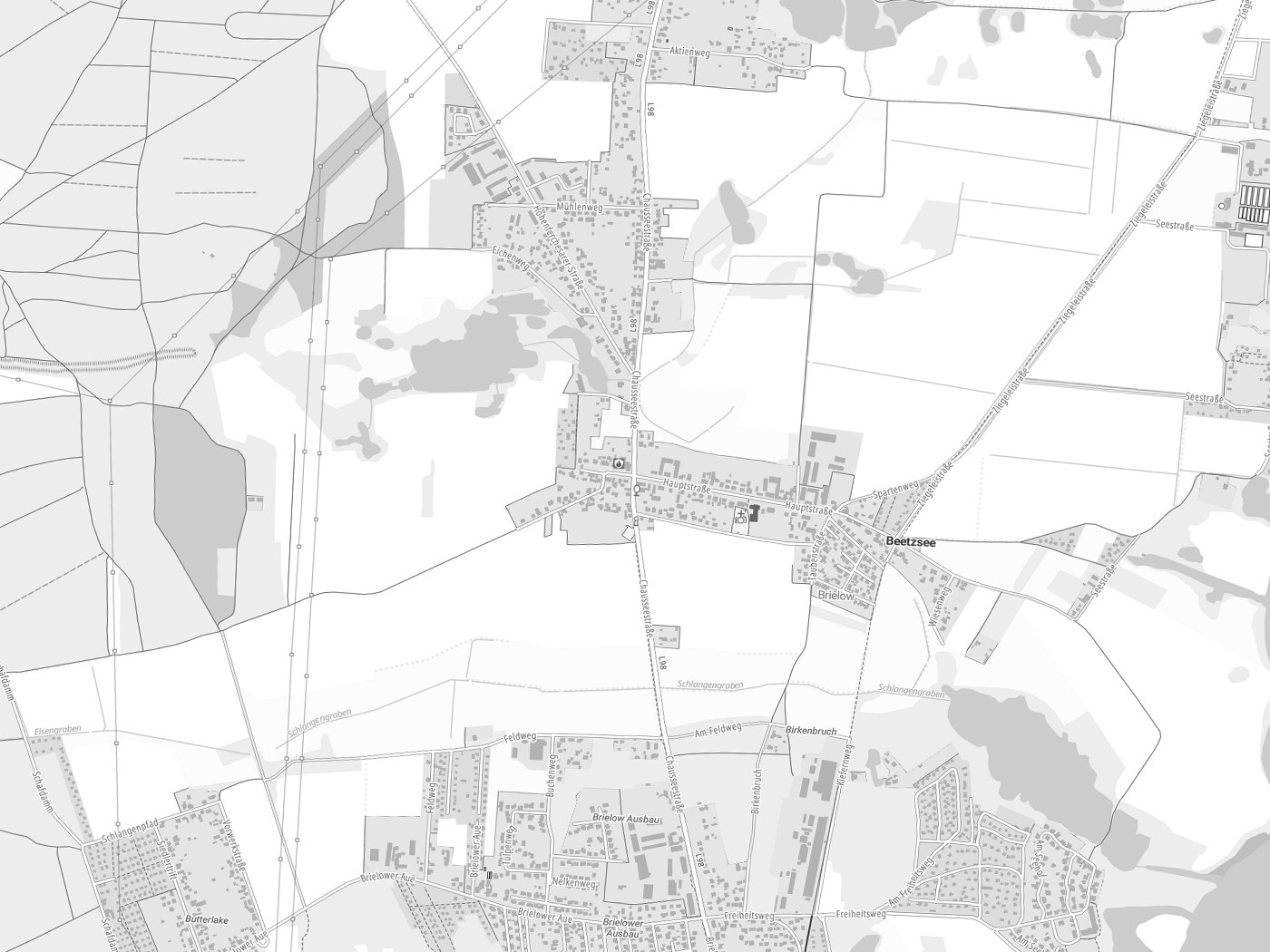 Kartenausschnitt Beetzsee mit Gewässern