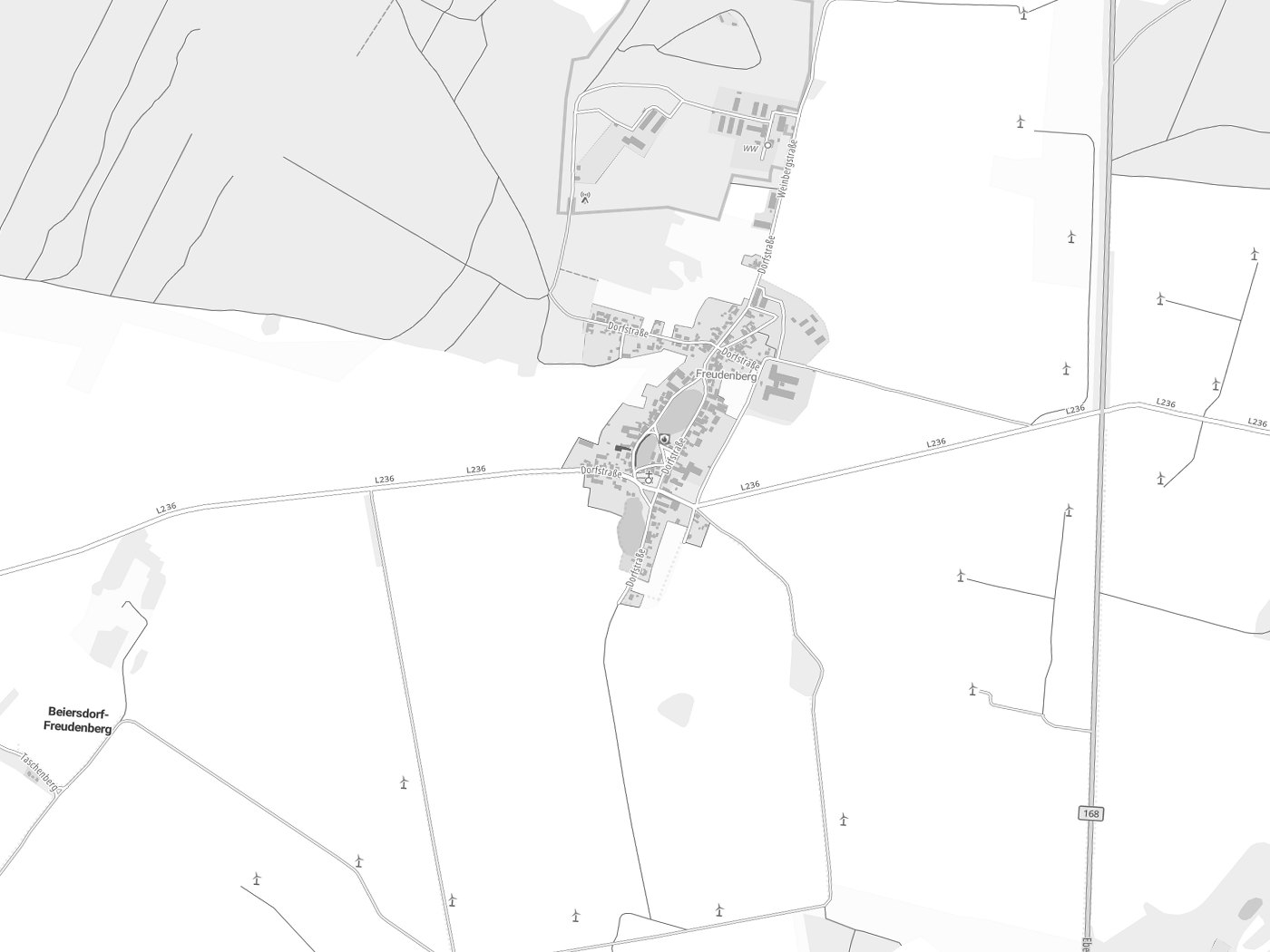 Kartenausschnitt Beiersdorf-Freudenberg mit Gewässern
