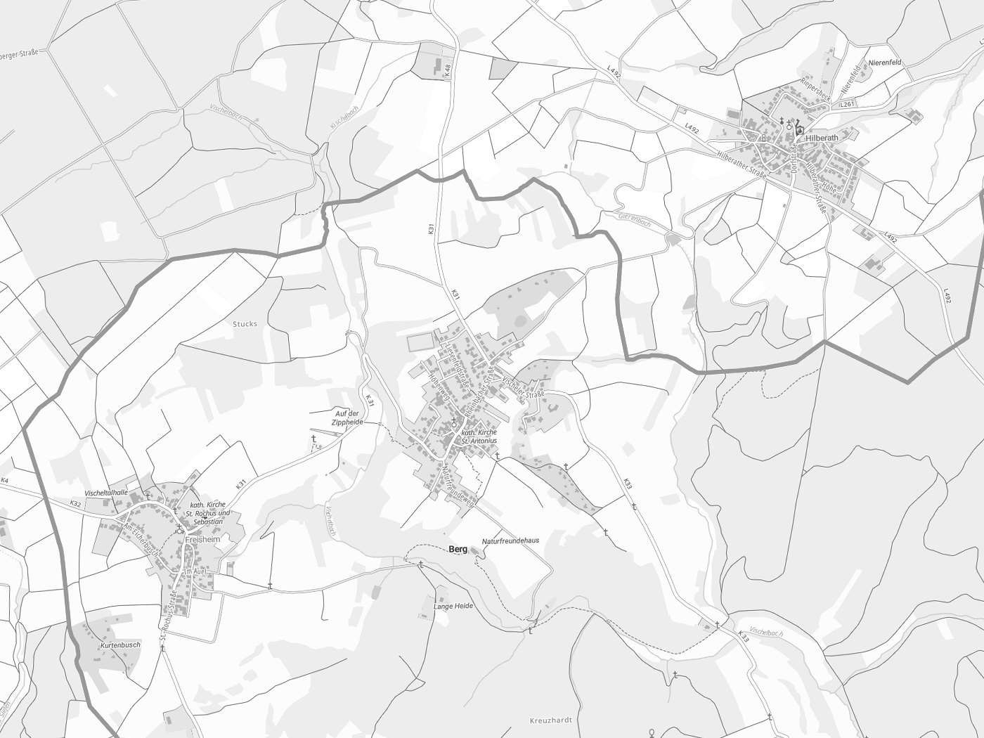 Kartenausschnitt Berg mit Gewässern