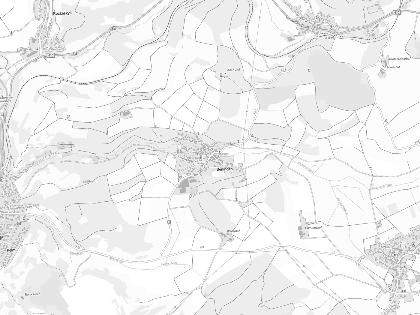 Kartenausschnitt Berlingen mit Gewässern