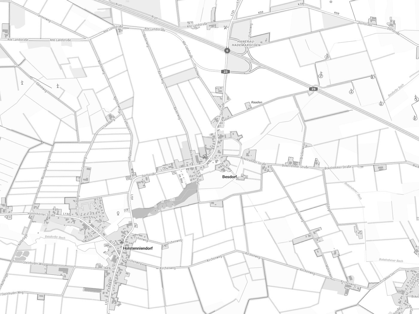 Kartenausschnitt Besdorf mit Gewässern