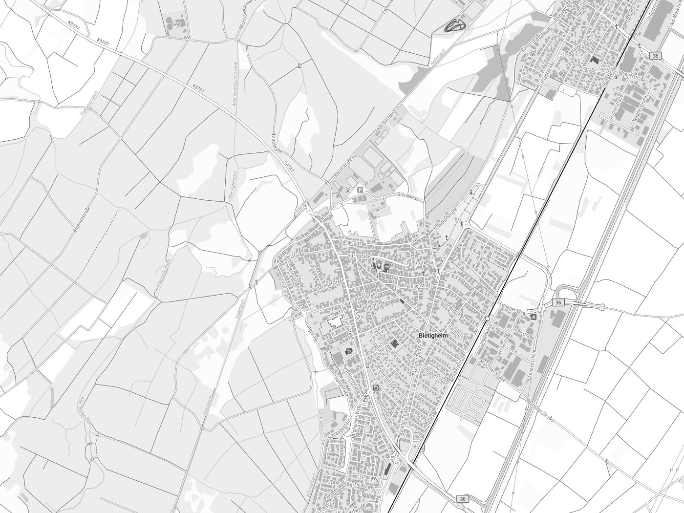 Kartenausschnitt Bietigheim mit Gewässern