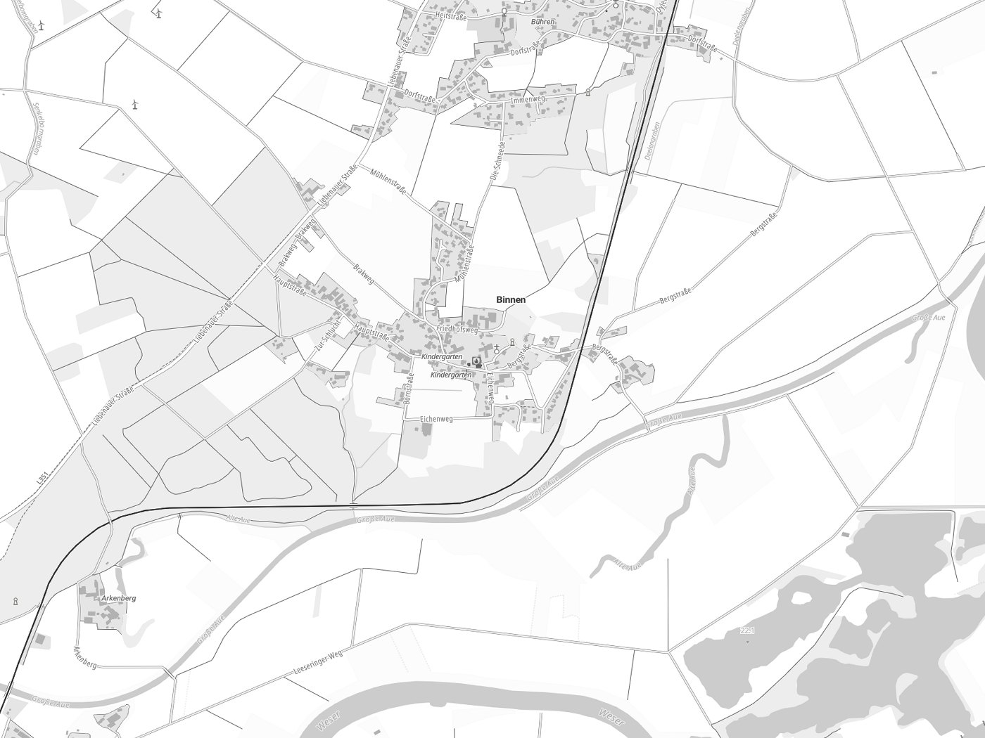 Kartenausschnitt Binnen mit Gewässern