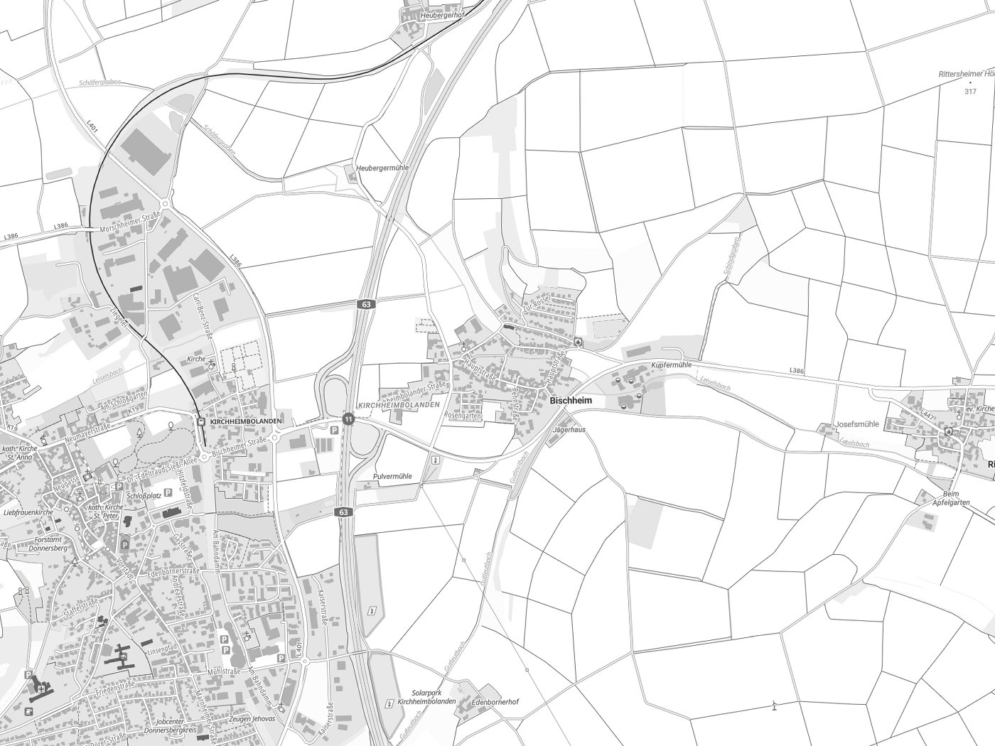 Kartenausschnitt Bischheim mit Gewässern