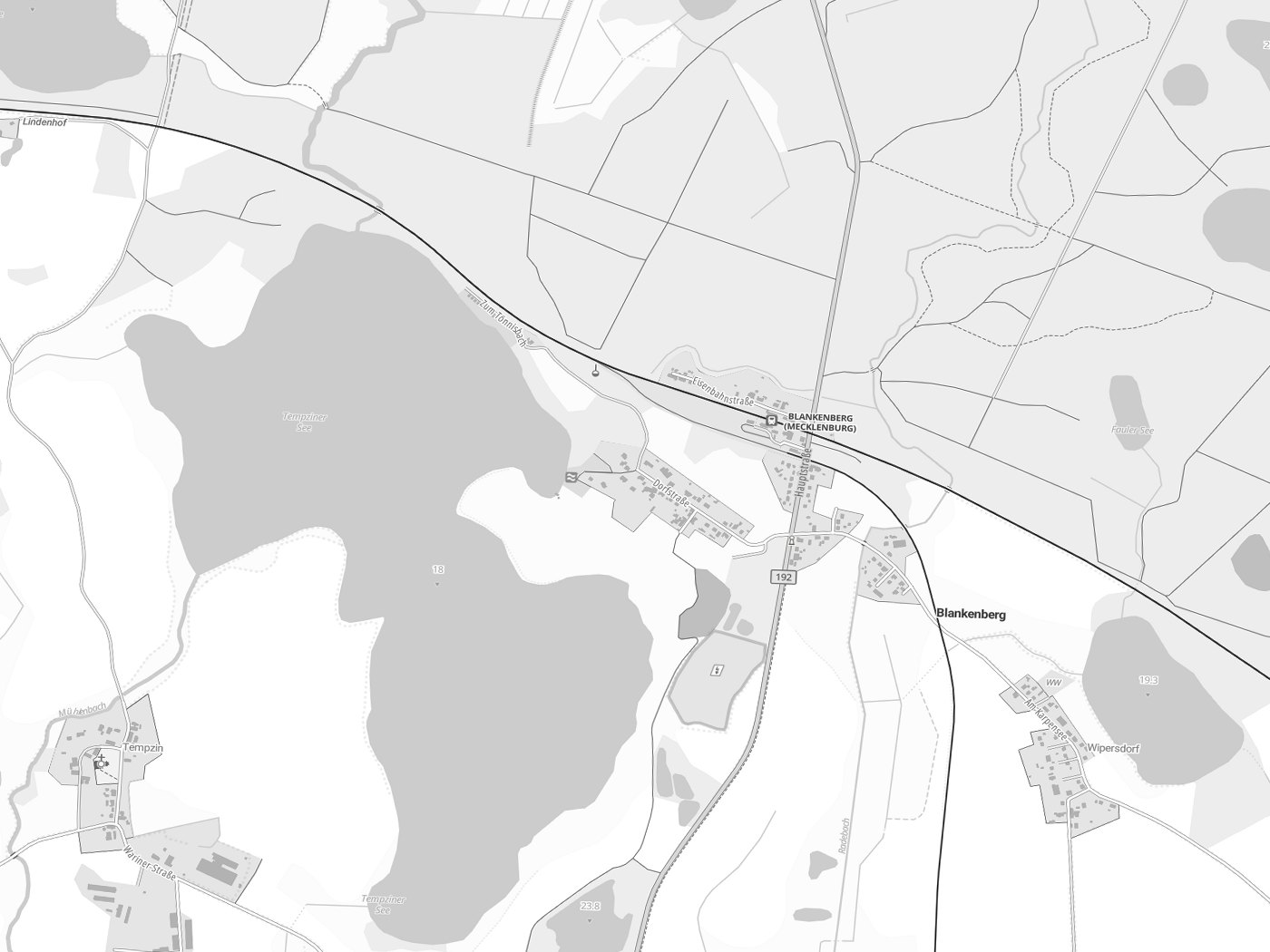 Kartenausschnitt Blankenberg mit Gewässern