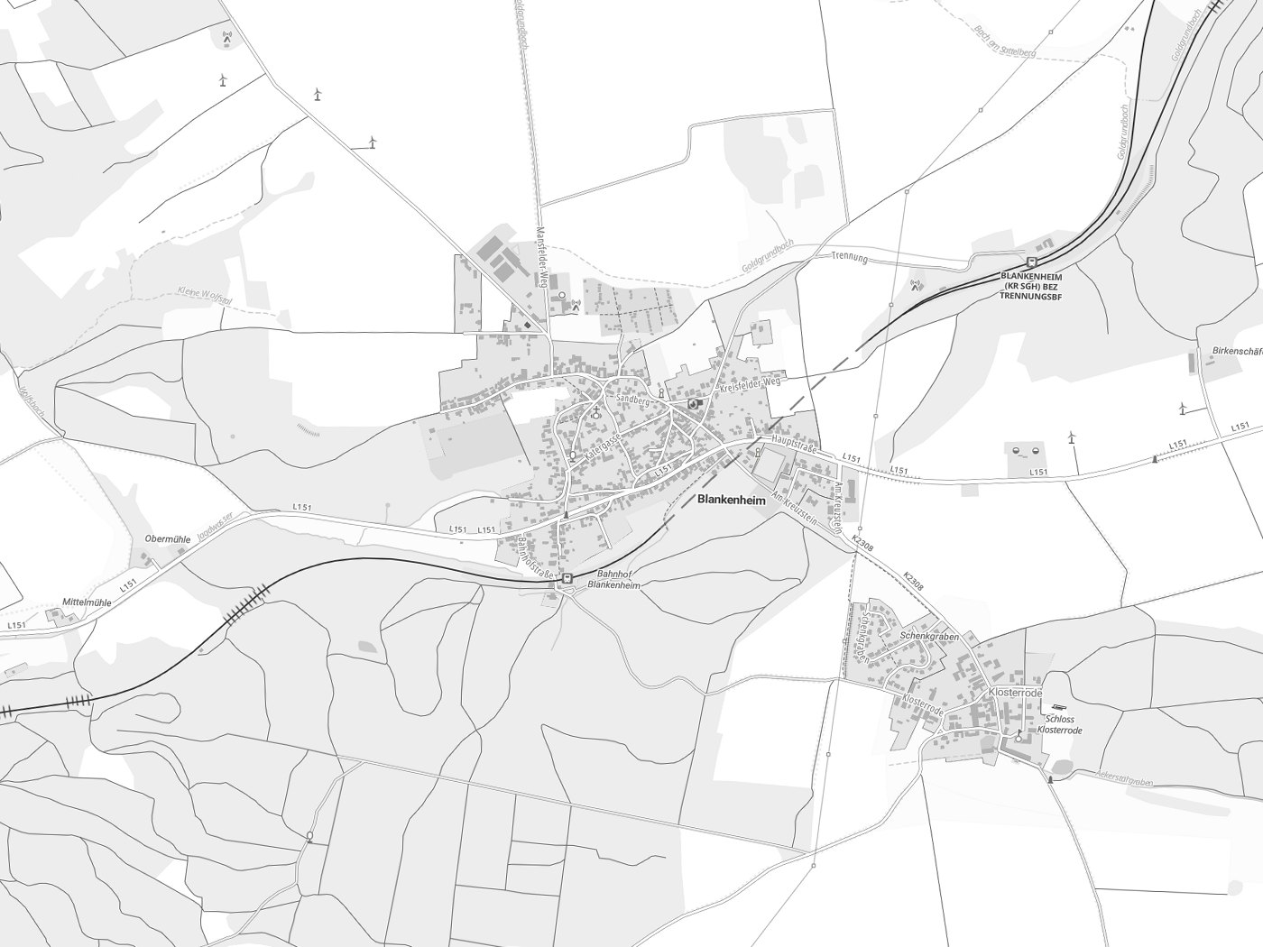 Kartenausschnitt Blankenheim mit Gewässern