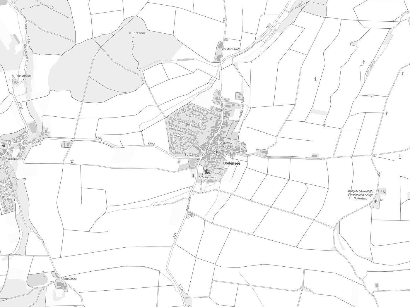 Kartenausschnitt Bodensee mit Gewässern