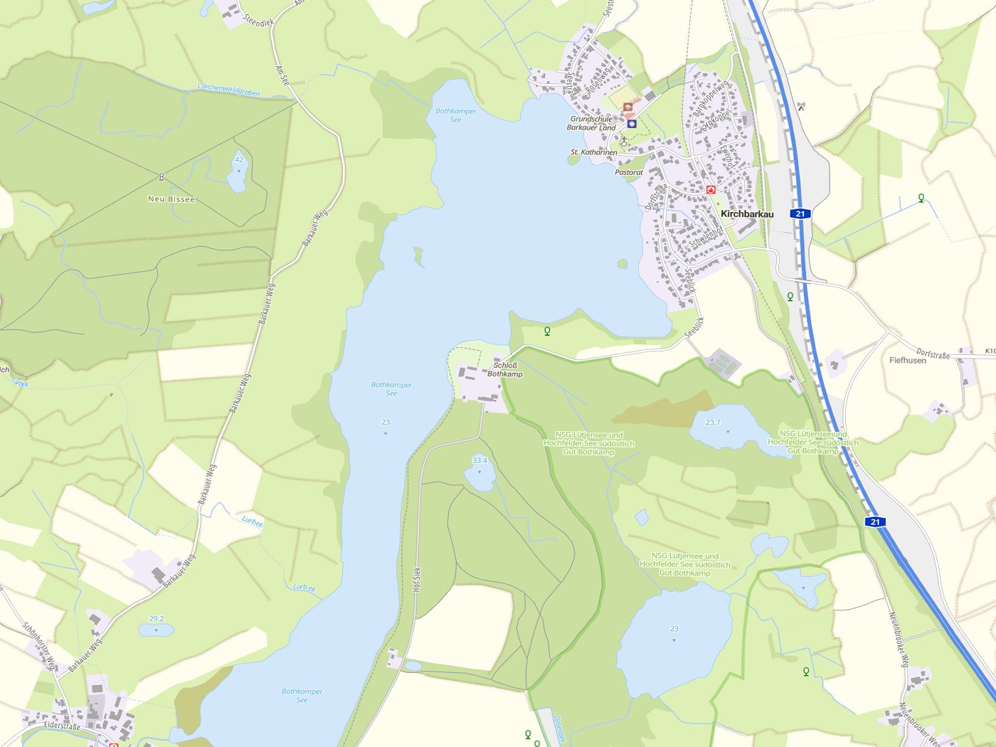 Kartenausschnitt Bothkamp mit Gewässern