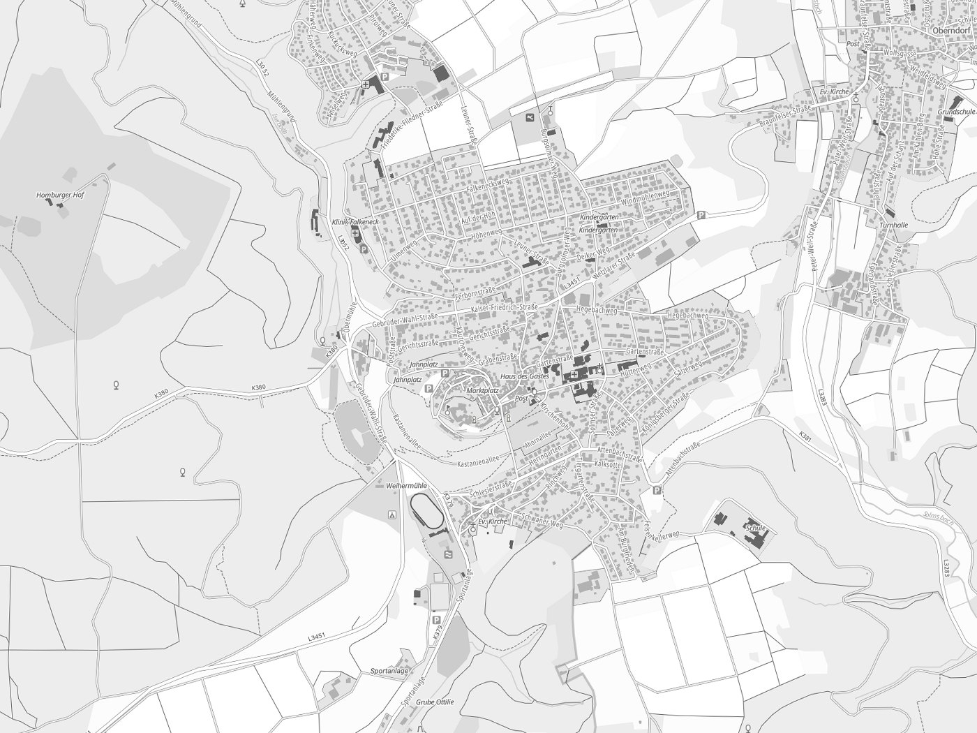 Kartenausschnitt Braunfels mit Gewässern