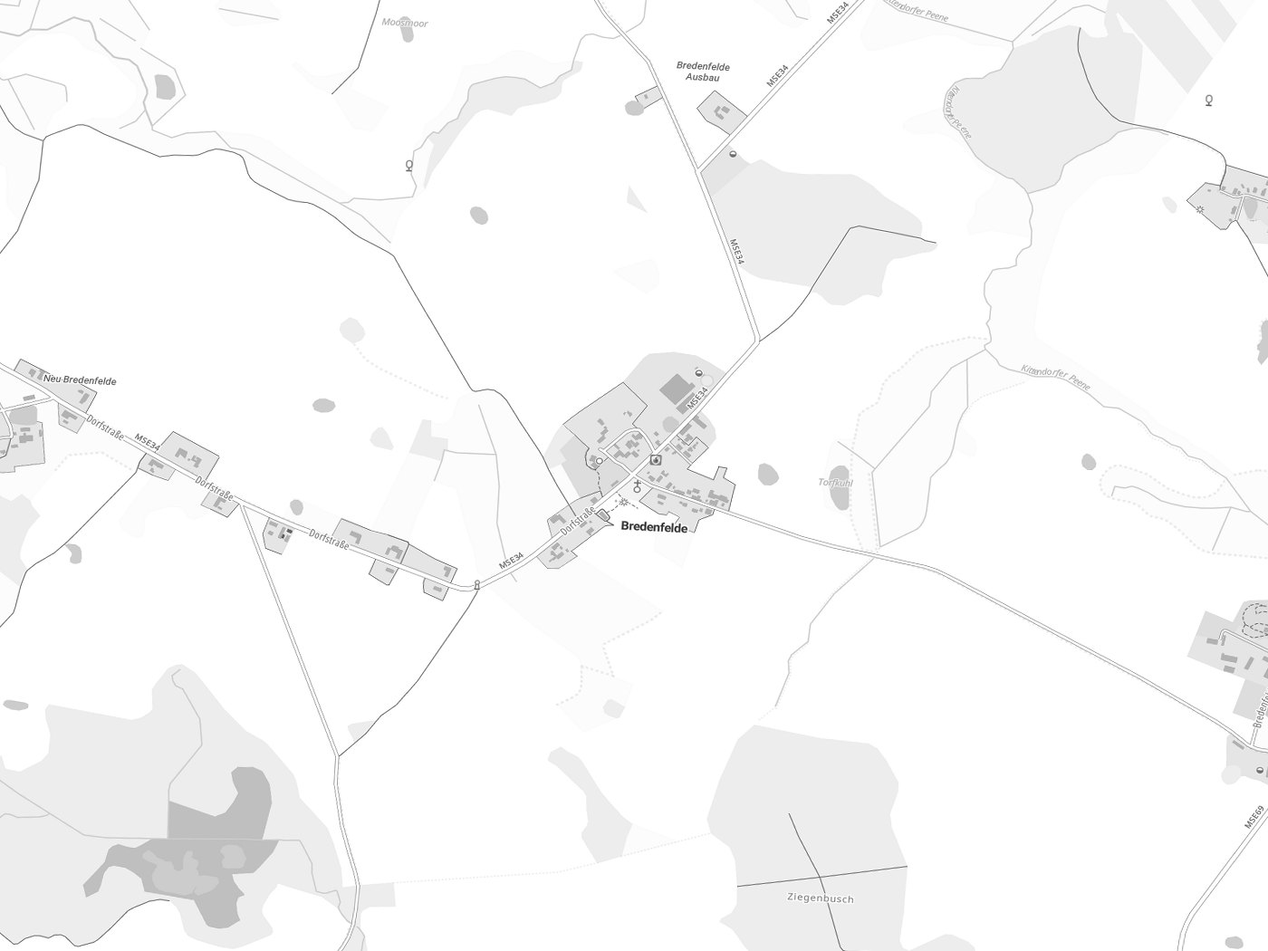 Kartenausschnitt Bredenfelde mit Gewässern