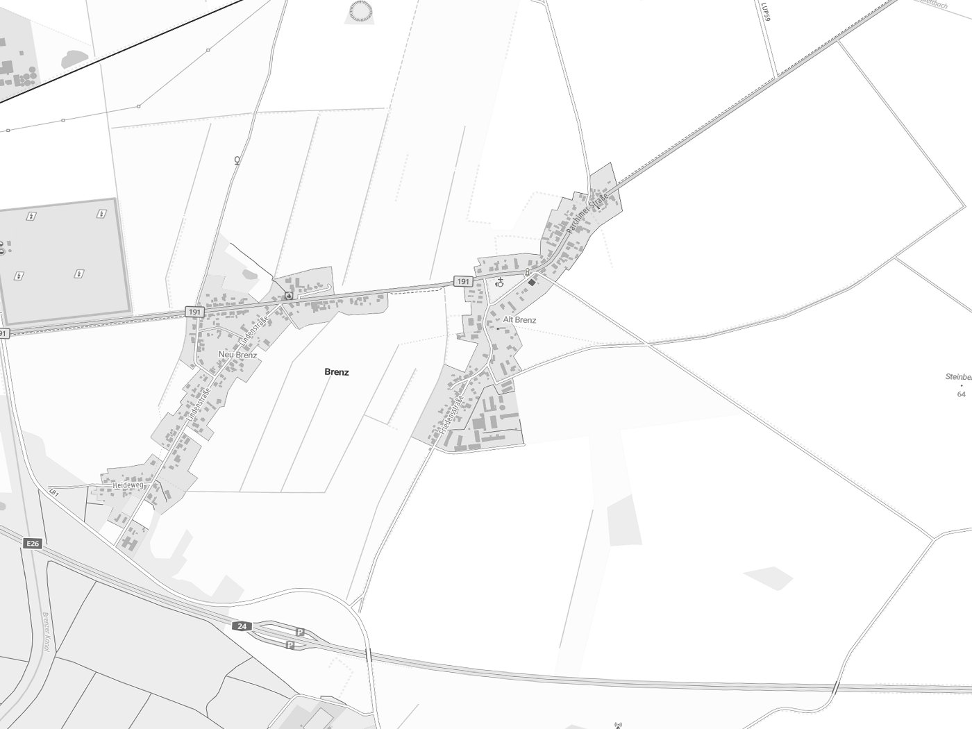 Kartenausschnitt Brenz mit Gewässern