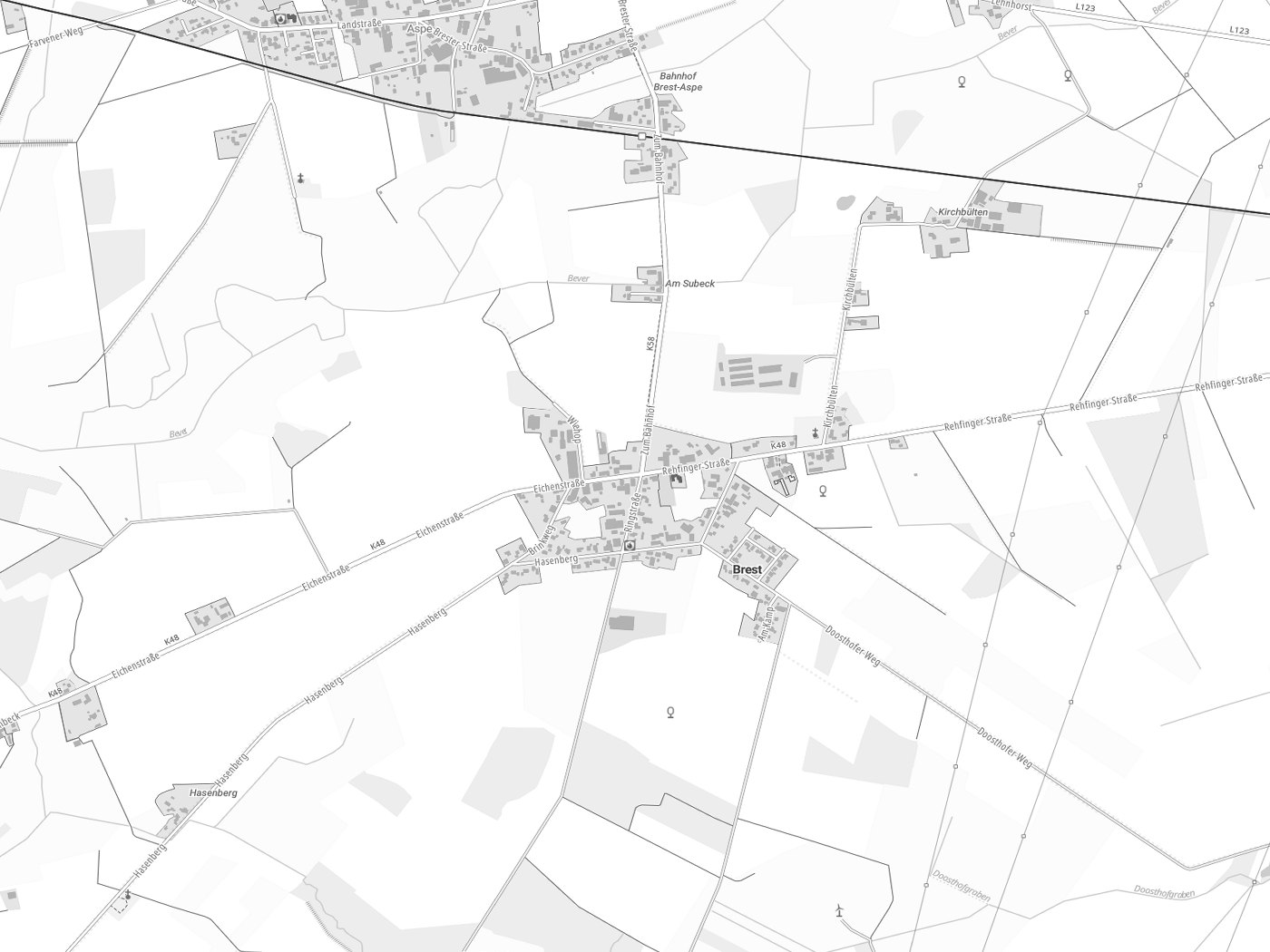 Kartenausschnitt Brest mit Gewässern