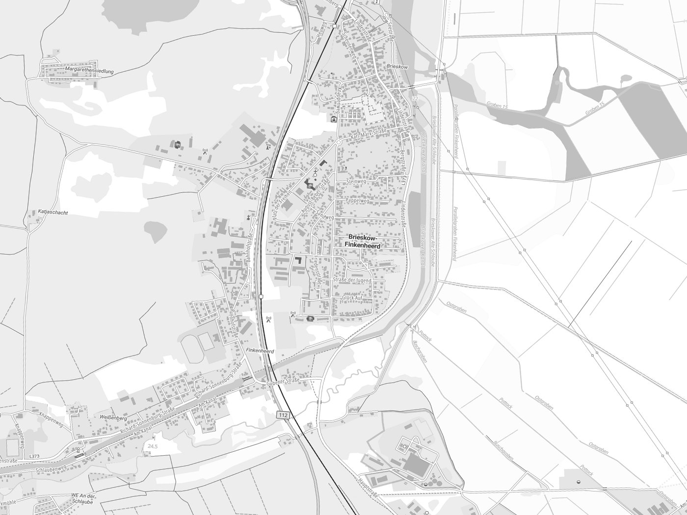 Kartenausschnitt Brieskow-Finkenheerd mit Gewässern