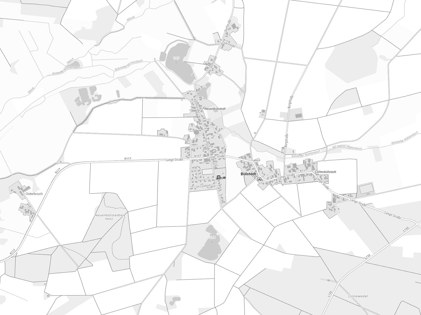 Kartenausschnitt Bülstedt mit Gewässern