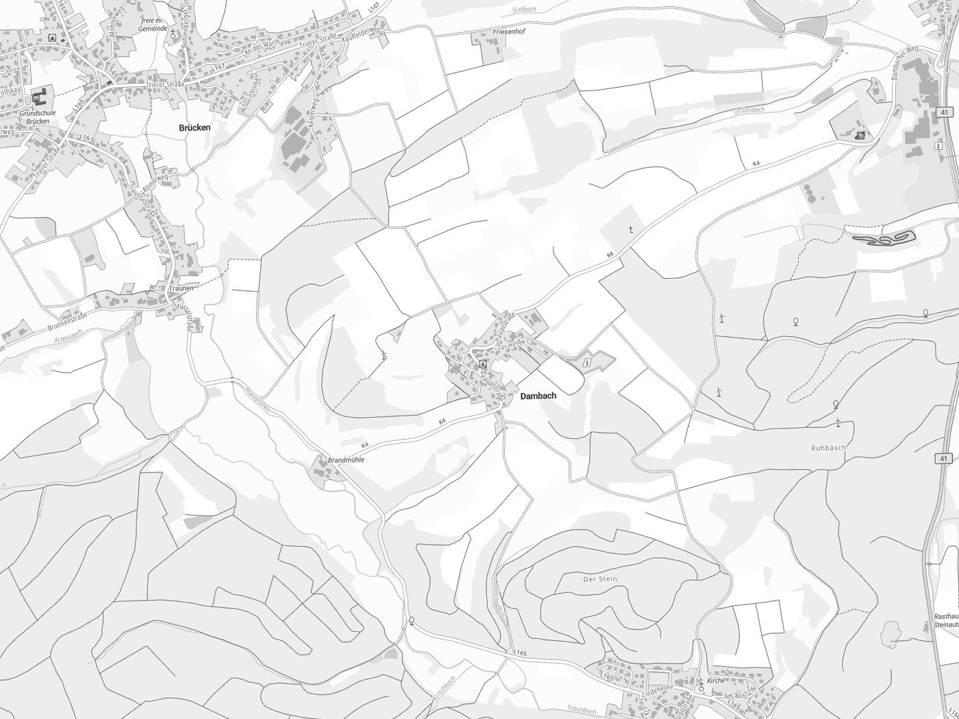 Kartenausschnitt Dambach mit Gewässern