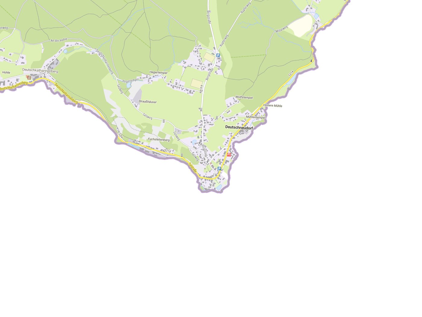 Kartenausschnitt Deutschneudorf mit Gewässern