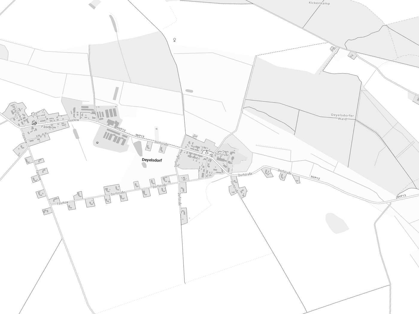Kartenausschnitt Deyelsdorf mit Gewässern