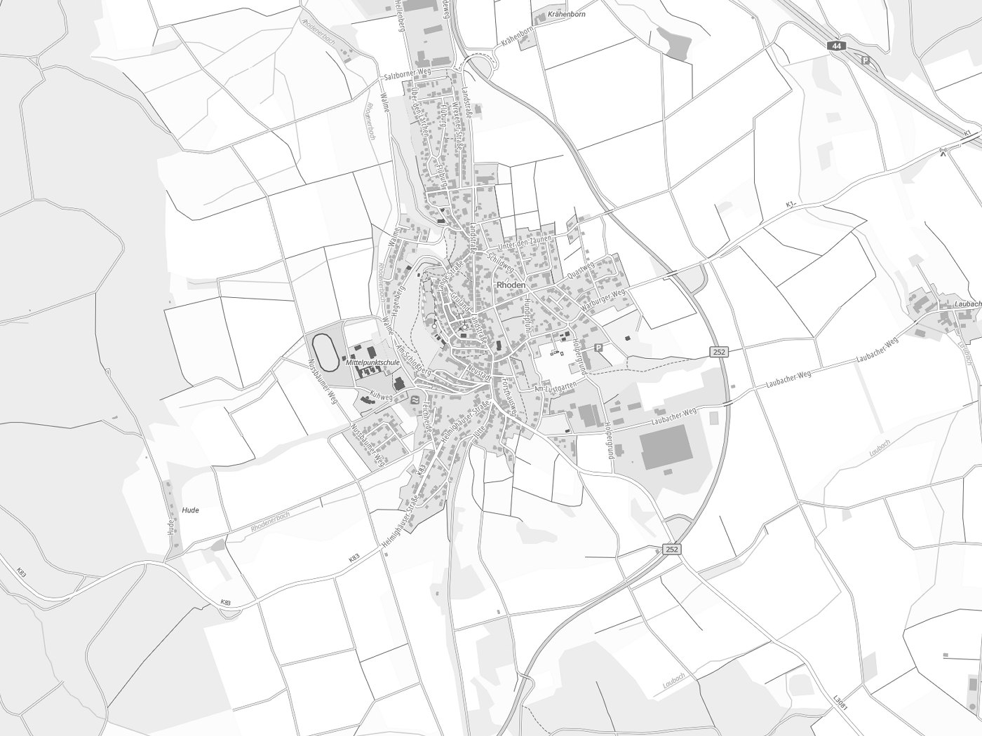 Kartenausschnitt Diemelstadt mit Gewässern