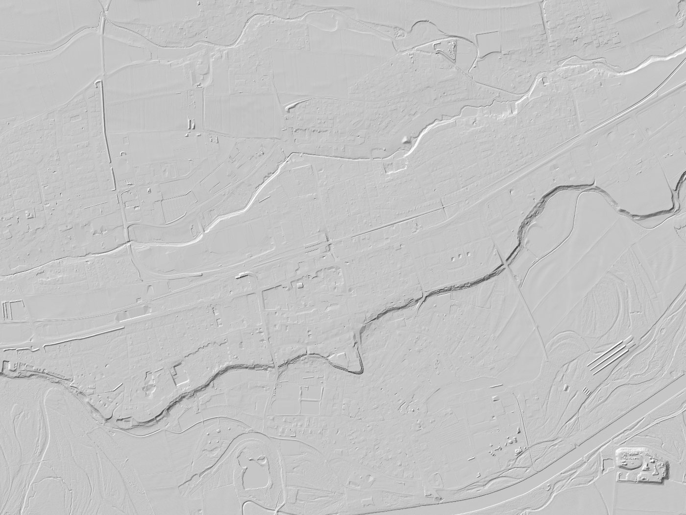 Geländeschummerung von Dillingen an der Donau