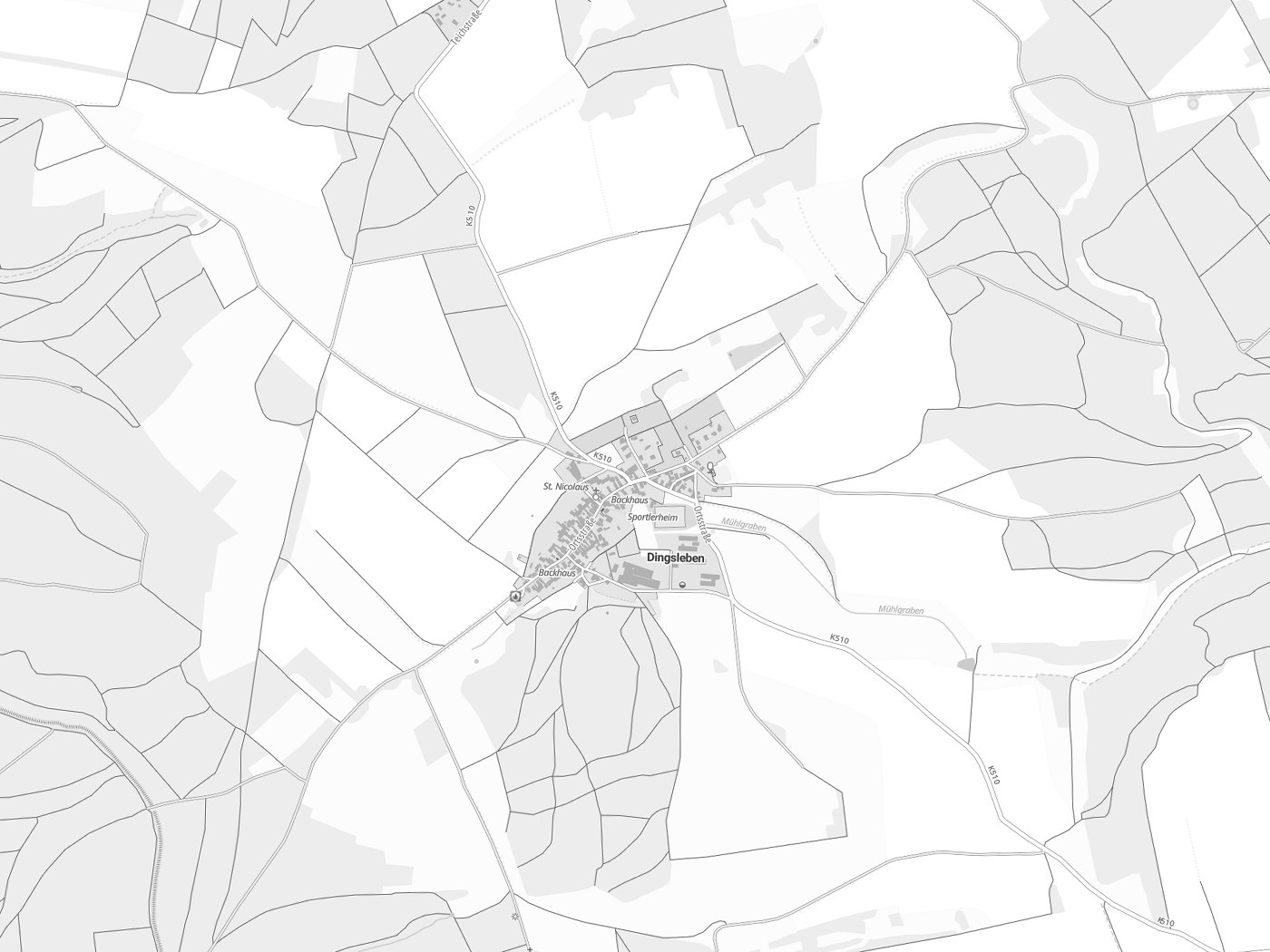 Kartenausschnitt Dingsleben mit Gewässern