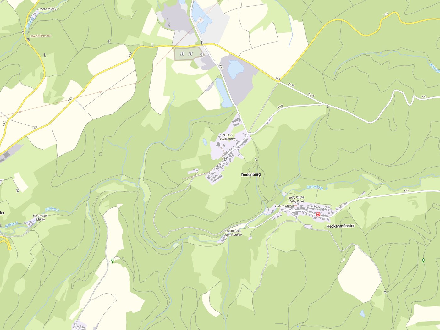 Kartenausschnitt Dodenburg mit Gewässern