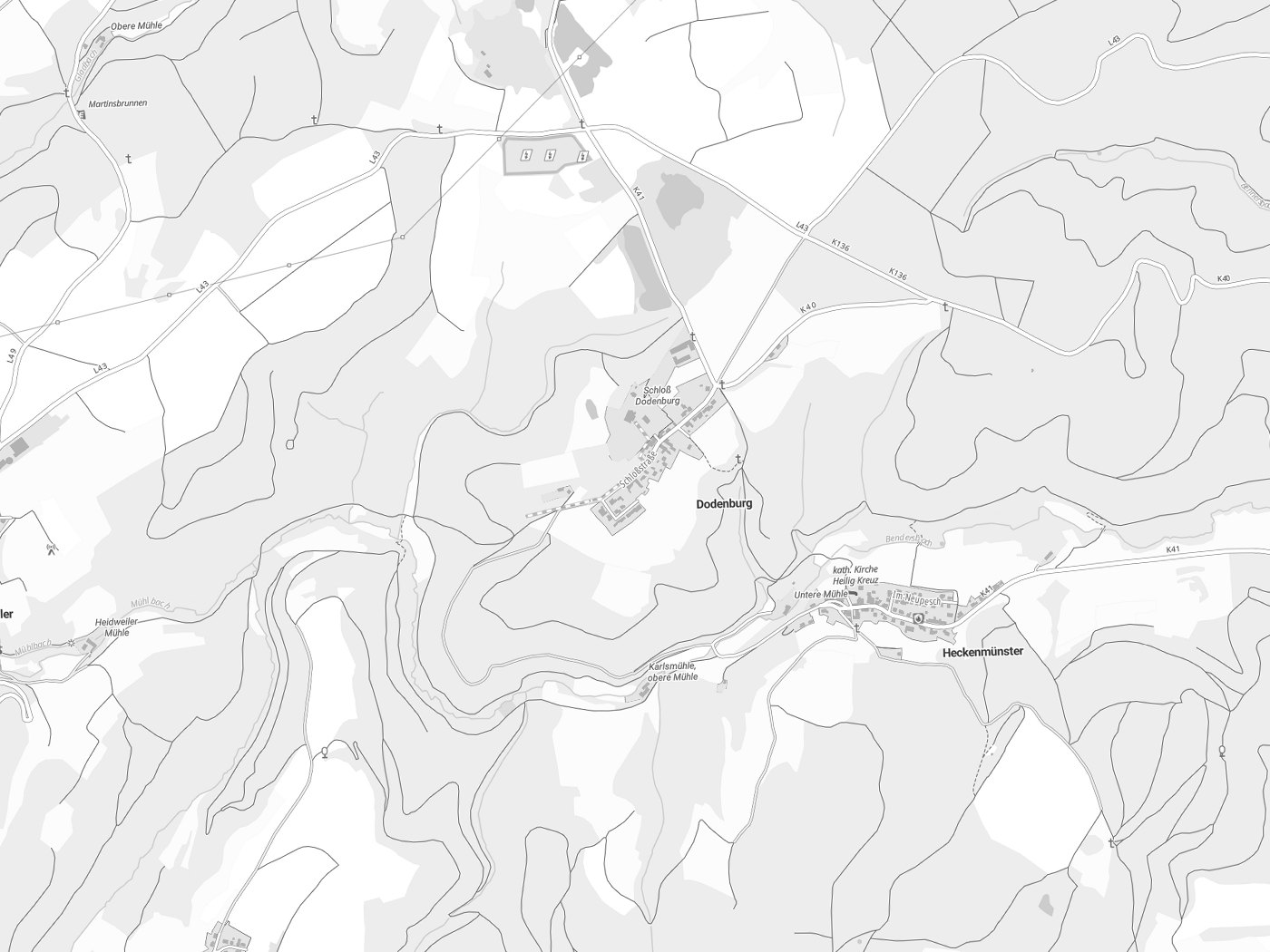 Kartenausschnitt Dodenburg mit Gewässern